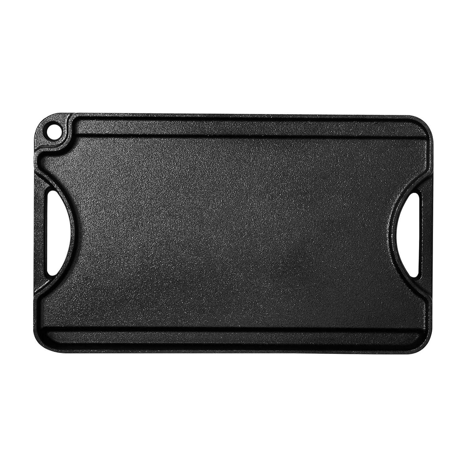 VEVOR Reversible Grill/Griddle, 14x8.5 inch Pre-Seasoned Cast Iron Griddle, Portable Rectangular Pan with Handle, Family Cookware for Indoor/Outdoor Stove Top Burner, Gas, Camping BBQ, Black