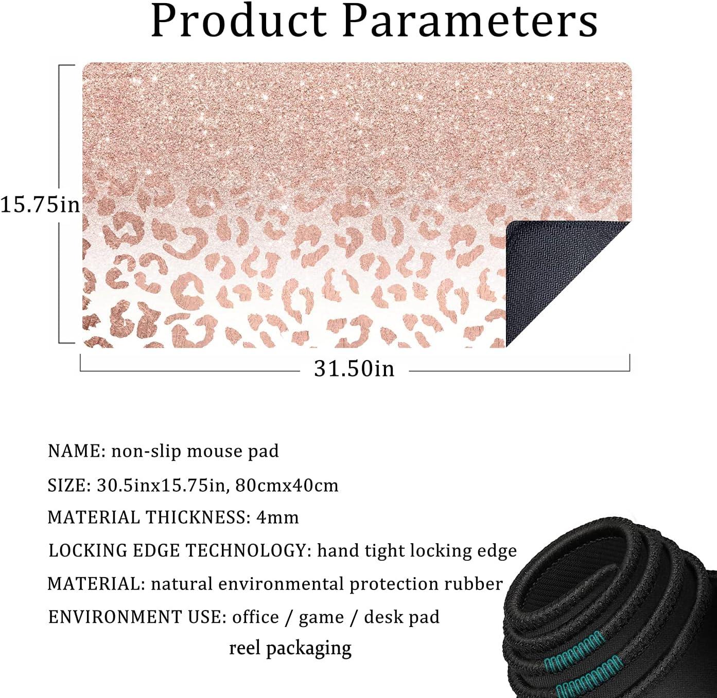 Pink Rose Gold Leopard Print XXL Gaming Desk Mat