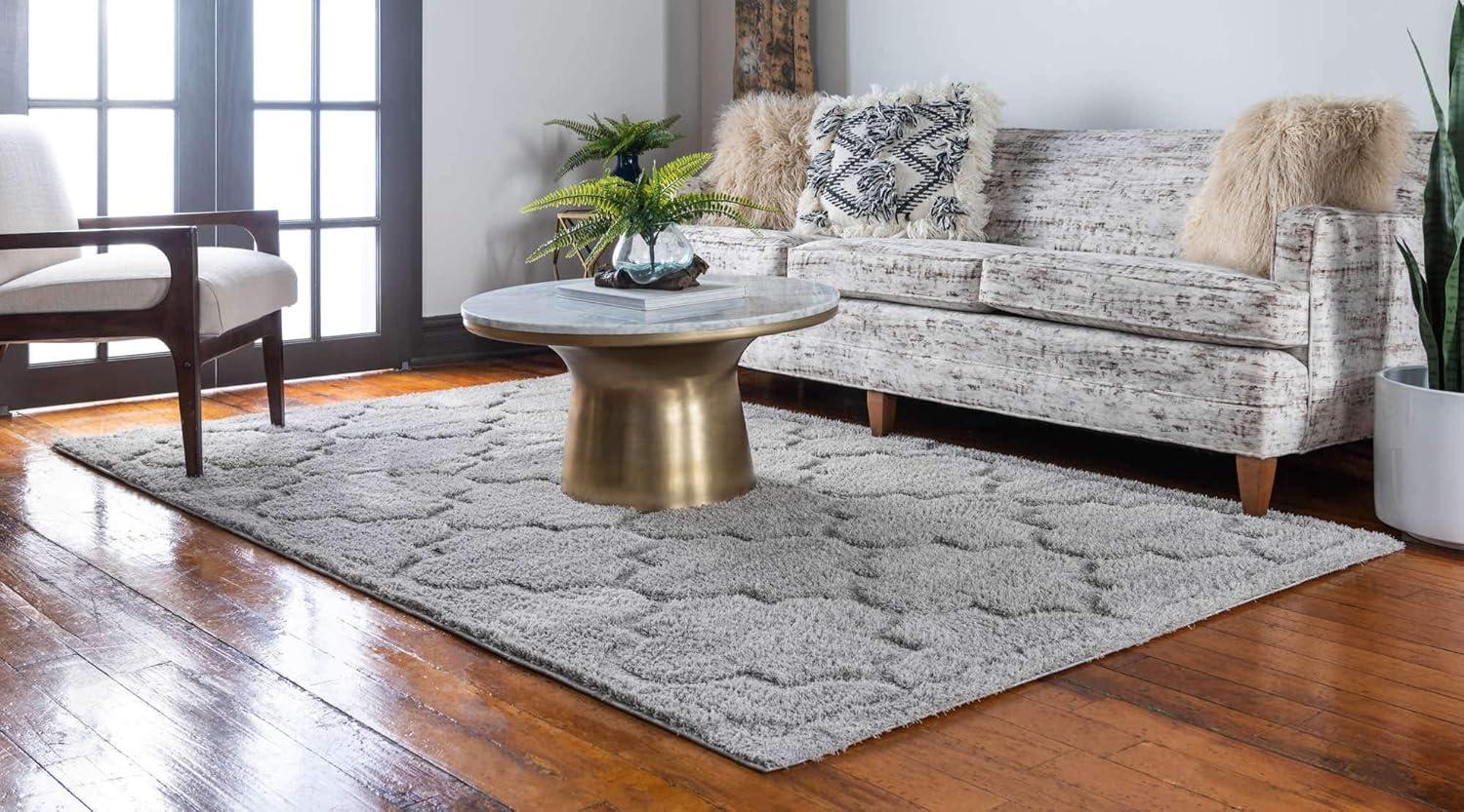 Unique Loom 5' 1 x 8' 0 Gray Trellis Shag Traditional Area Rug