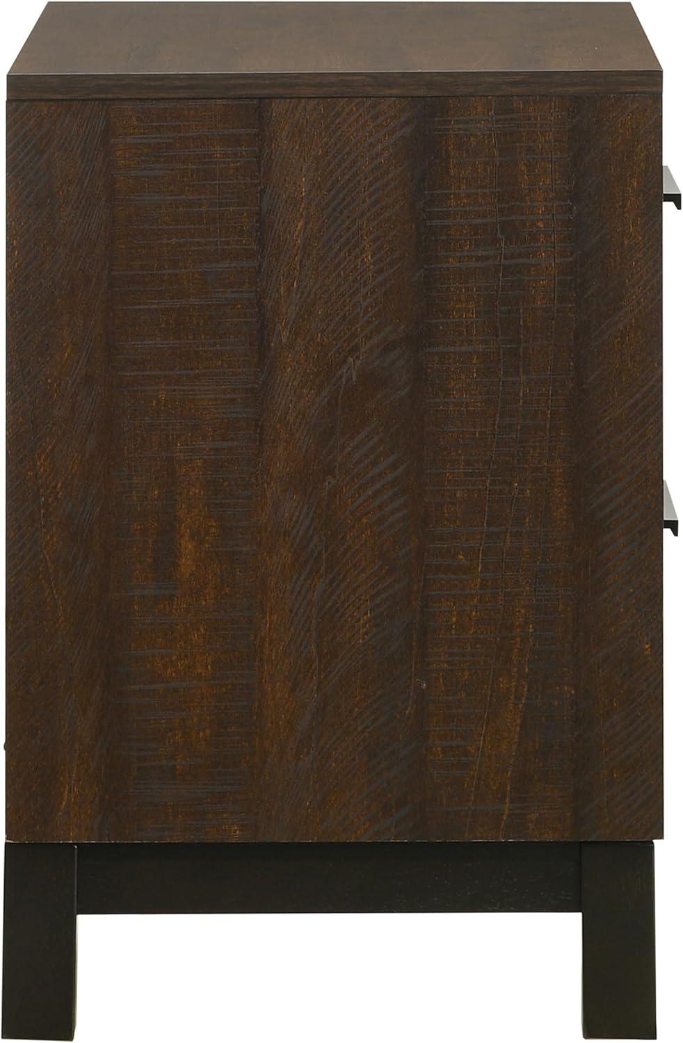 SIMPLE RELAX Edmonton 2 Drawer Nightstand, Rustic Tobacco, Dark Bronze