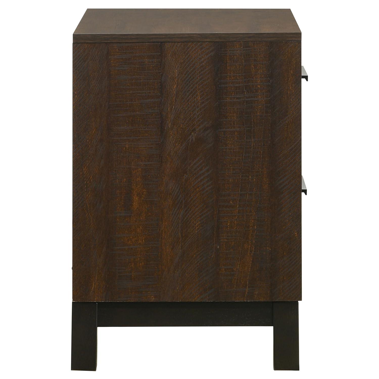 SIMPLE RELAX Edmonton 2 Drawer Nightstand, Rustic Tobacco, Dark Bronze