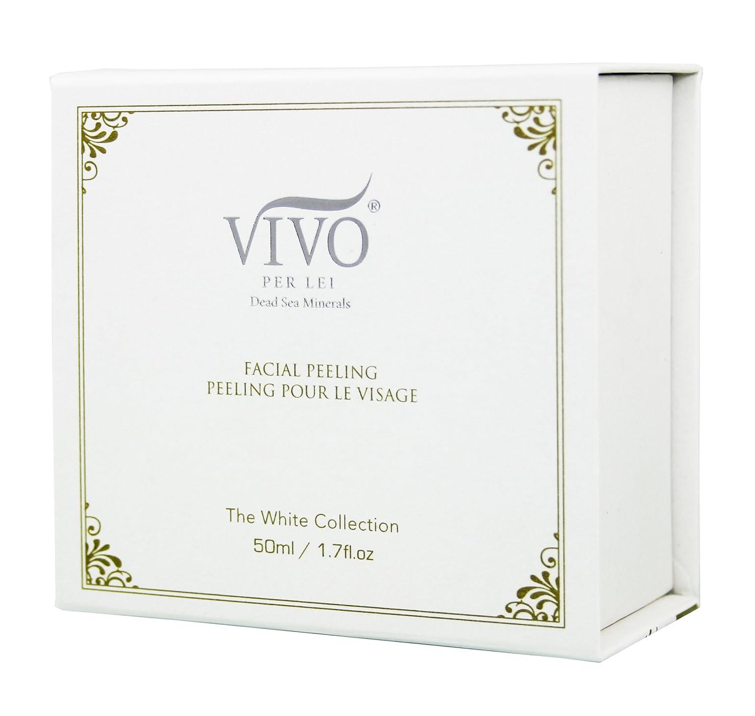 Vivo Per Lei Facial Peeling Gel - Contains Dead Sea Minerals and Nut Shell Powder - Gentle Face Exfoliator Scrub and Blackhead Remover - Peel Your Skin to a Fresher You - 3.4 Fl. Oz.