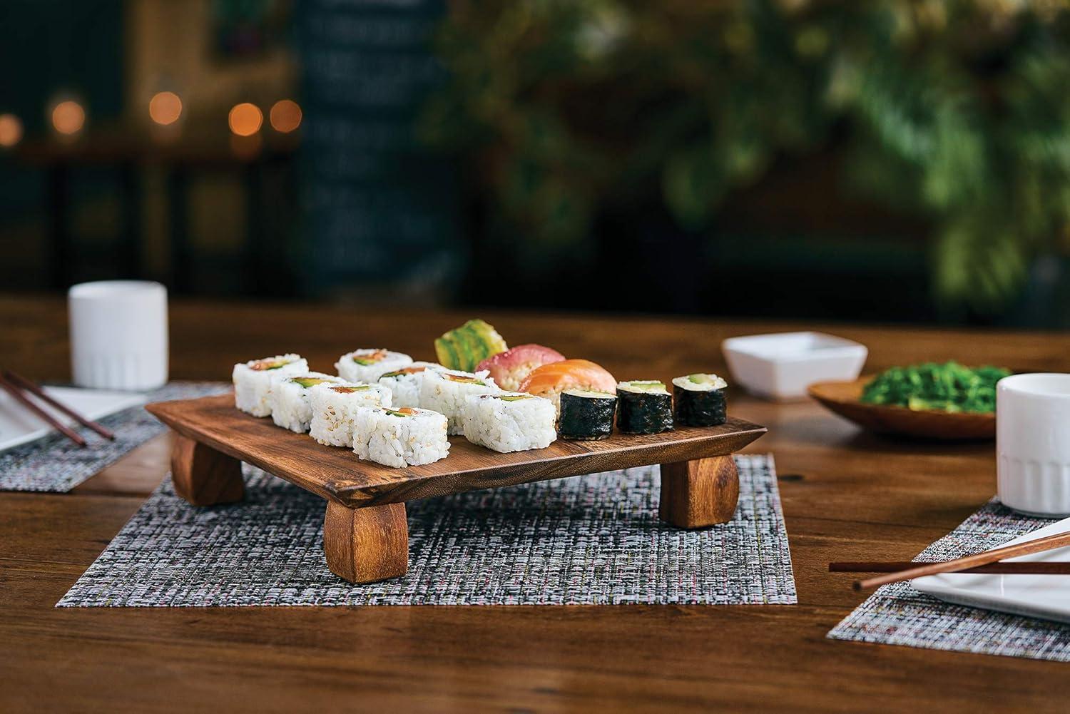 Ironwood Gourmet Kyoto Sushi Stand, Acacia Wood Brown 10 x 10 x 2.25 inches