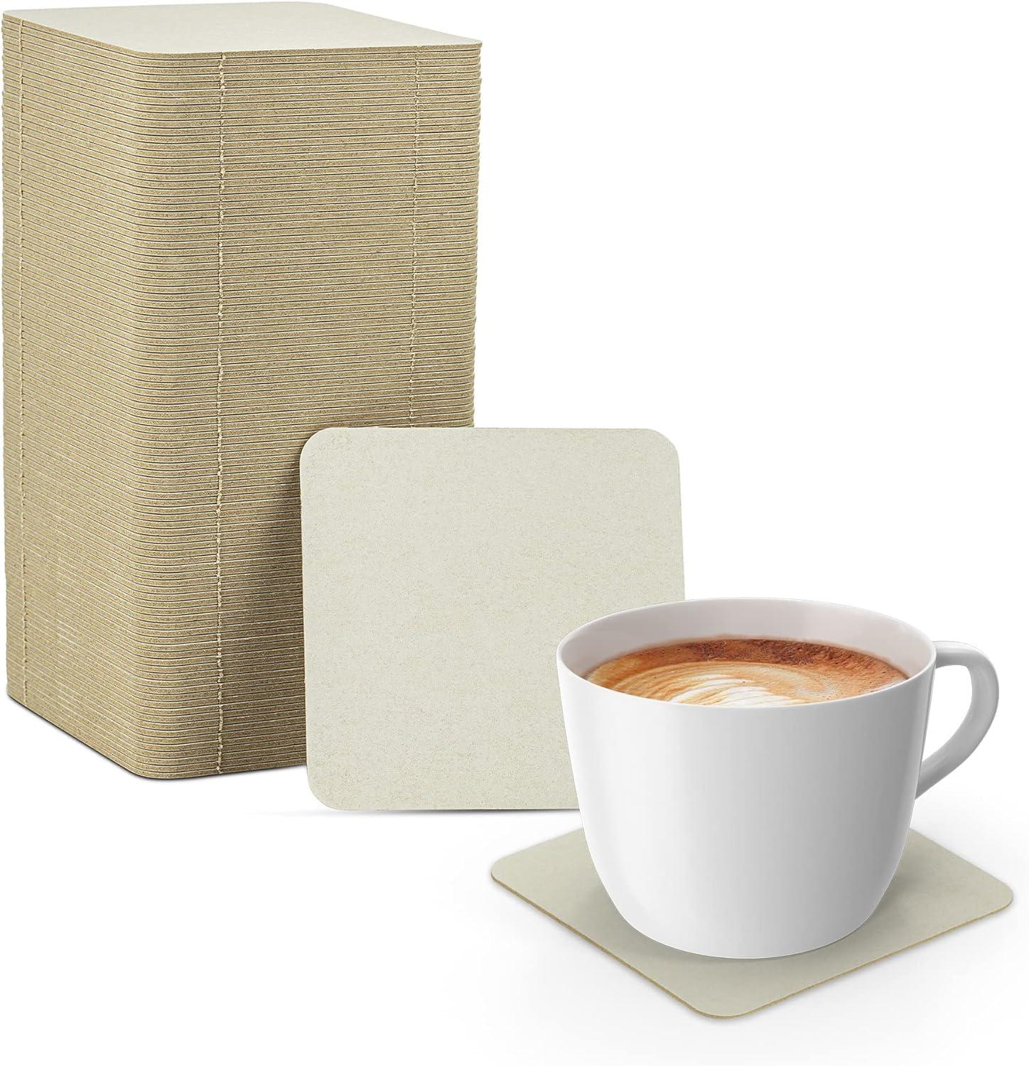 MT Products White Square Paper Cup 4" Drink Coasters - Pack of 125