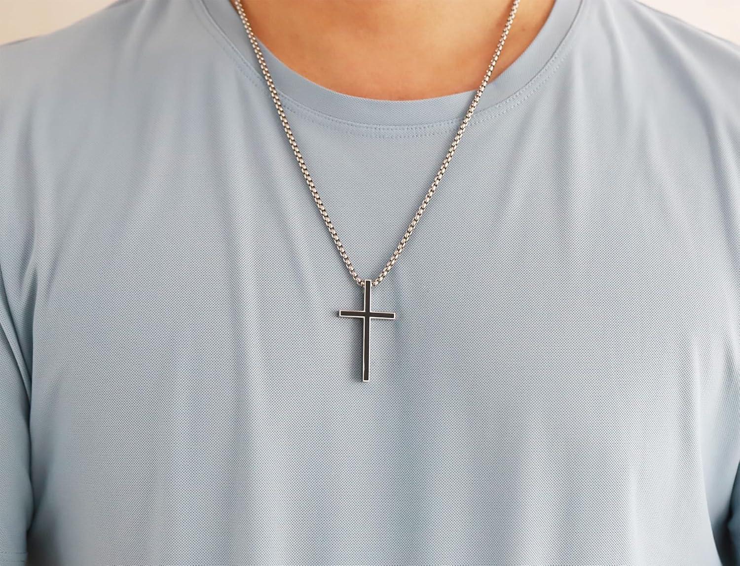Philippians 4:13 Cross Pendant Necklace, I CAN DO ALL THINGS Bible Verse Stainless Steel Necklace Confirmation Jewelry Gifts