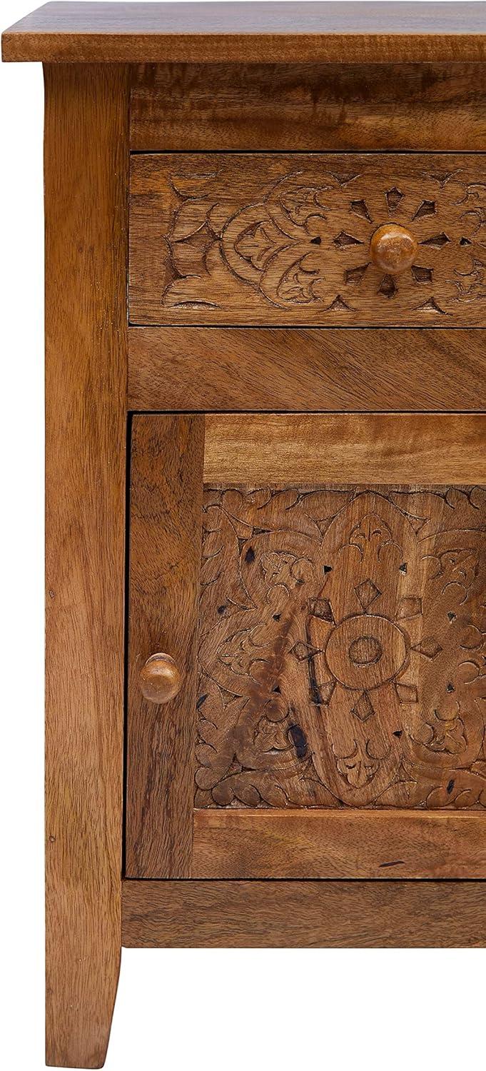 Jofran Global Archive Hand Carved Mango Wood Accent Table