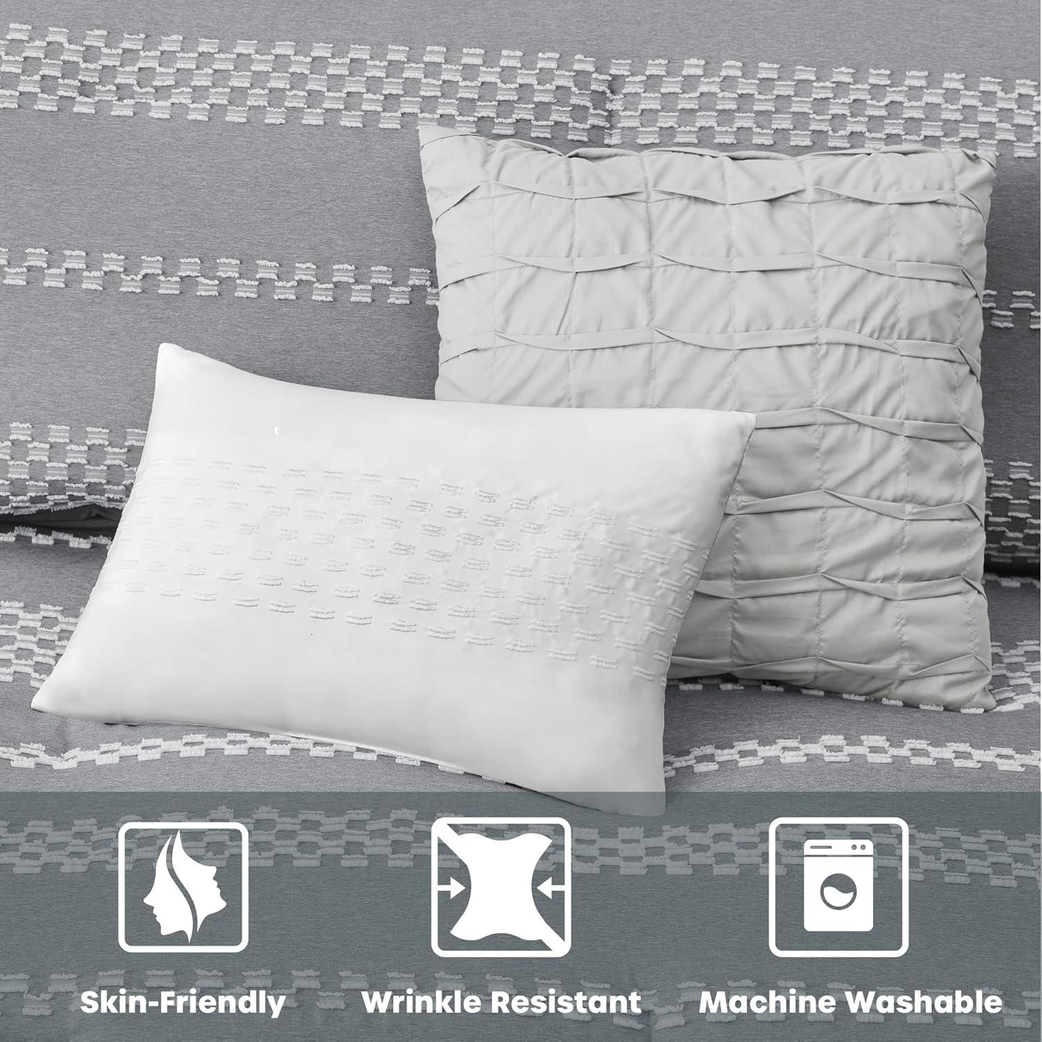 Madison Park Striped 5 Piece Clipped Jacquard Comforter Set with Throw Pillows