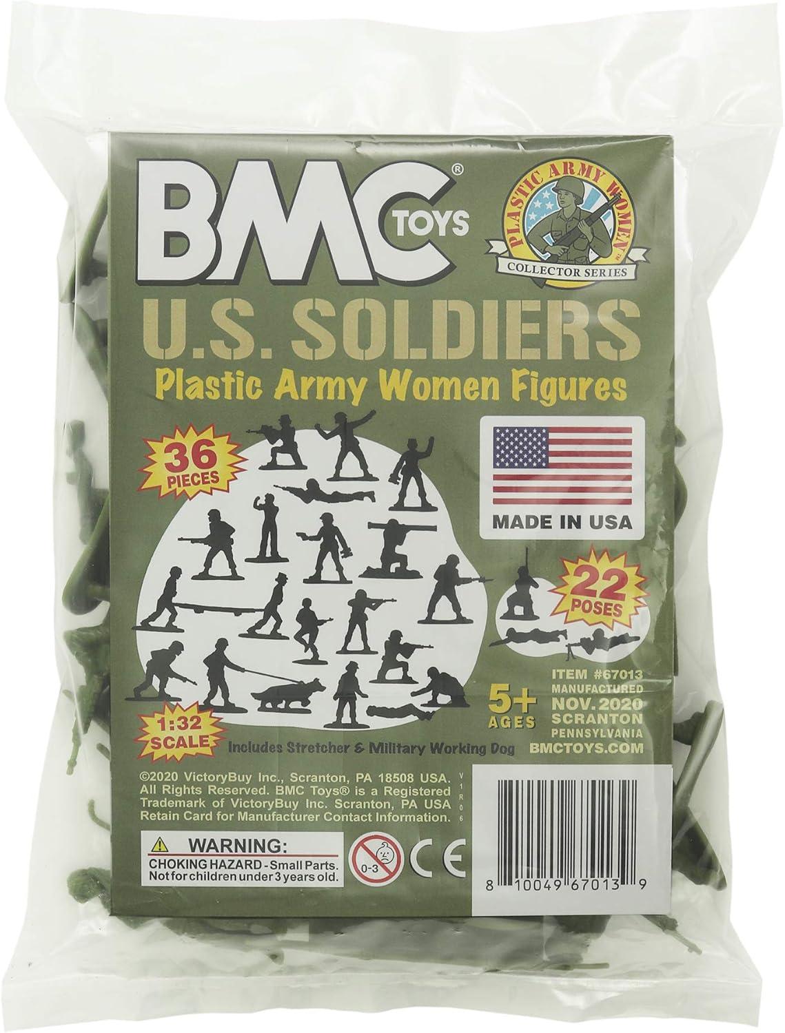 BMC Plastic Army Women - 36pc OD Green Female Soldier Figures - Made in USA