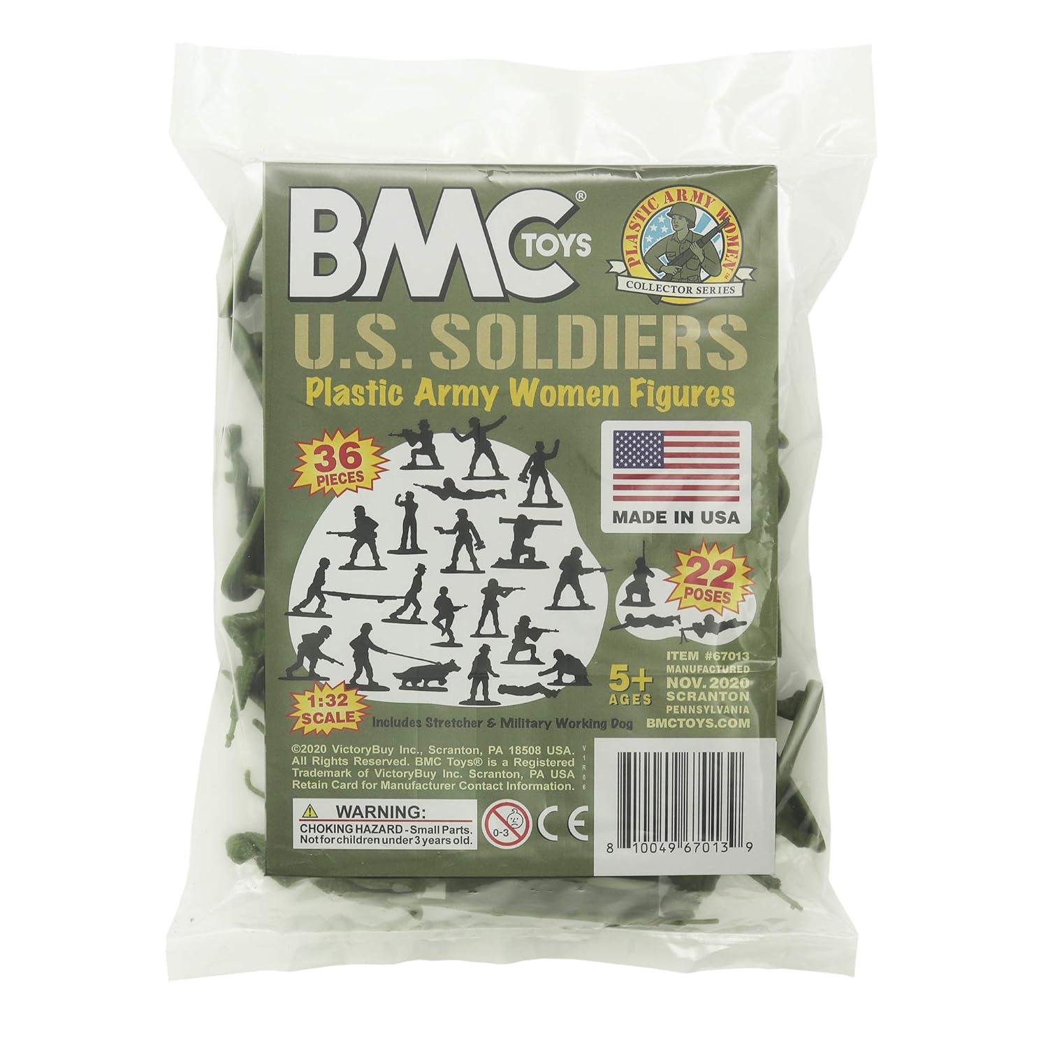 BMC Plastic Army Women - 36pc OD Green Female Soldier Figures - Made in USA