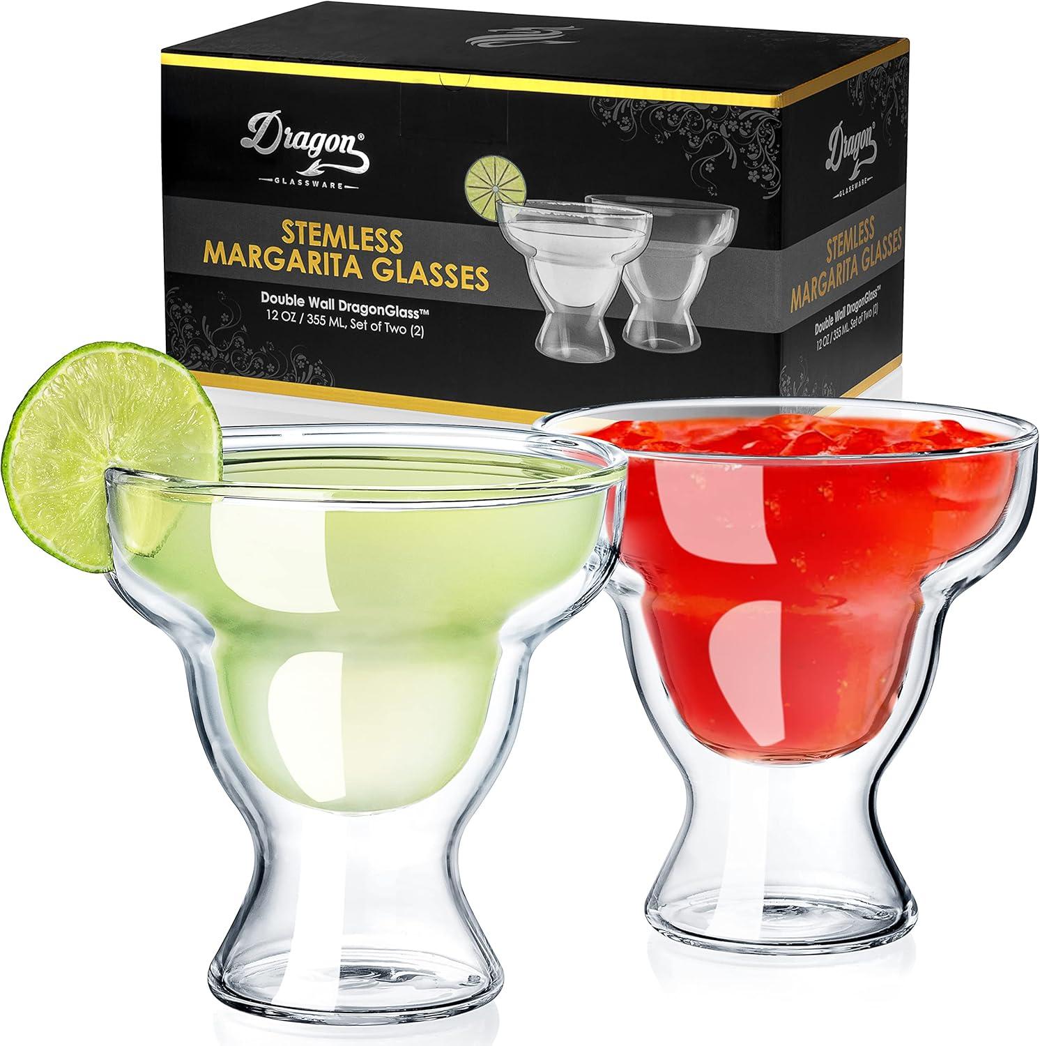 Dragon Glassware 12 oz Margarita Glasses Clear  Set of 2