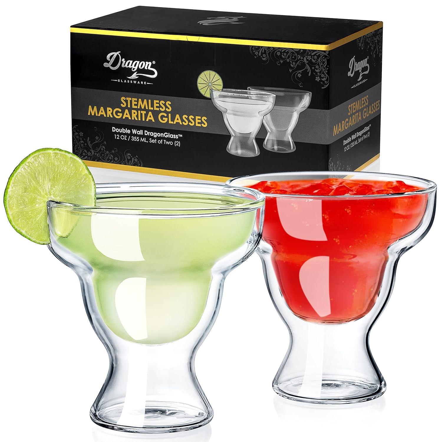 Dragon Glassware 12 oz Margarita Glasses Clear  Set of 2
