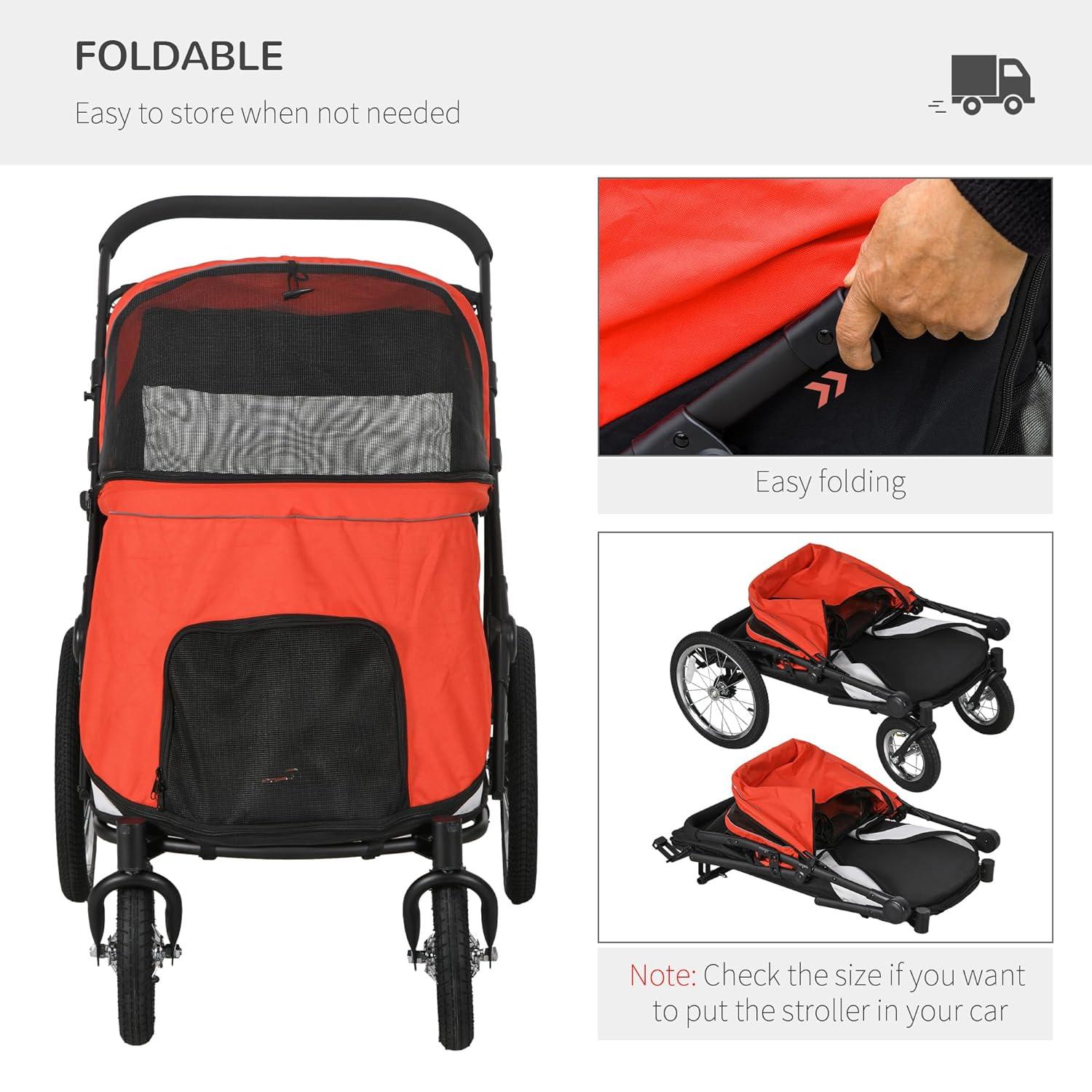 Pet Stroller for Medium and Large Dogs and Cats,Easy Fold Dog Stroller with Storage Bags,for Outdoor