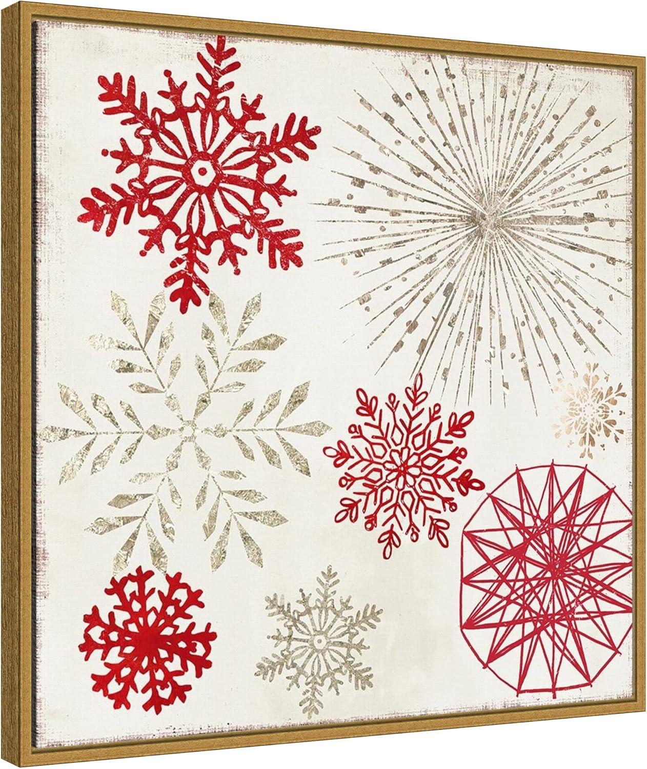 22" x 22" Christmas Snowflakes II Framed Wall Canvas - Amanti Art: PI Studio, Seasonal Decor