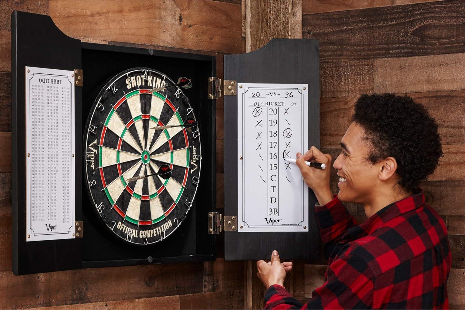 Hudson Black Solid Pine Dartboard Cabinet with Scoreboard