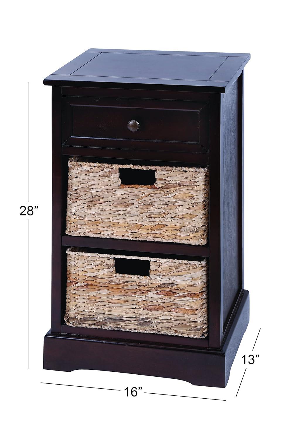 Wooden Side Chest with Wicker Drawers Brown - Olivia & May