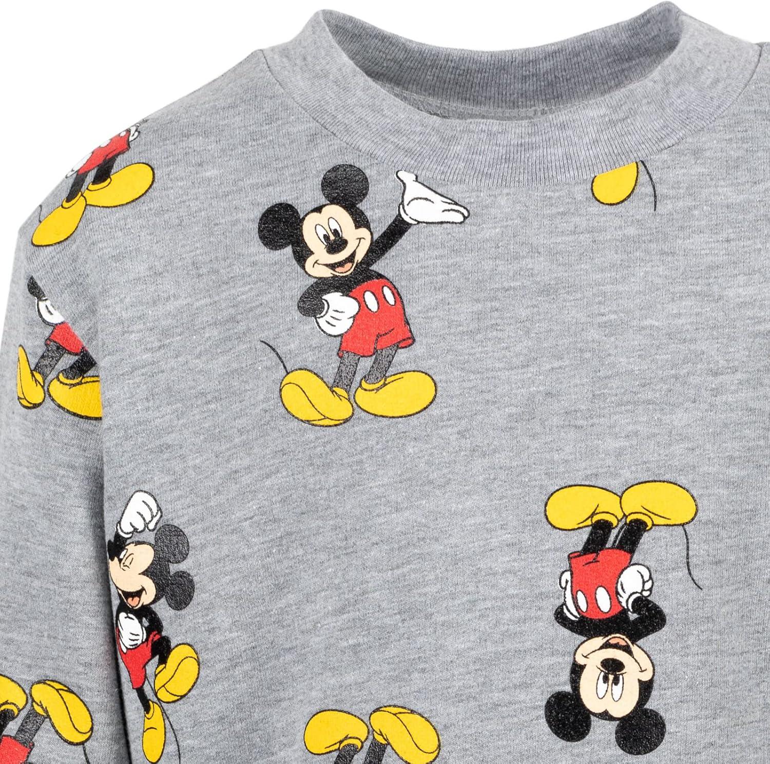 Disney Mickey Mouse Little Boys French Terry Sweatshirt and Pants Set Heather Grey 6