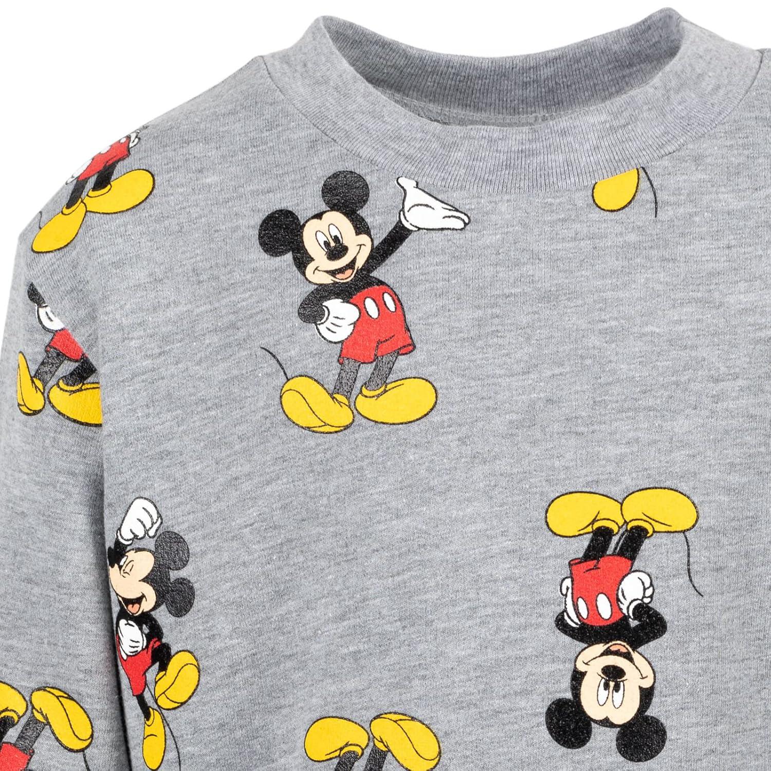 Disney Mickey Mouse Little Boys French Terry Sweatshirt and Pants Set Heather Grey 6