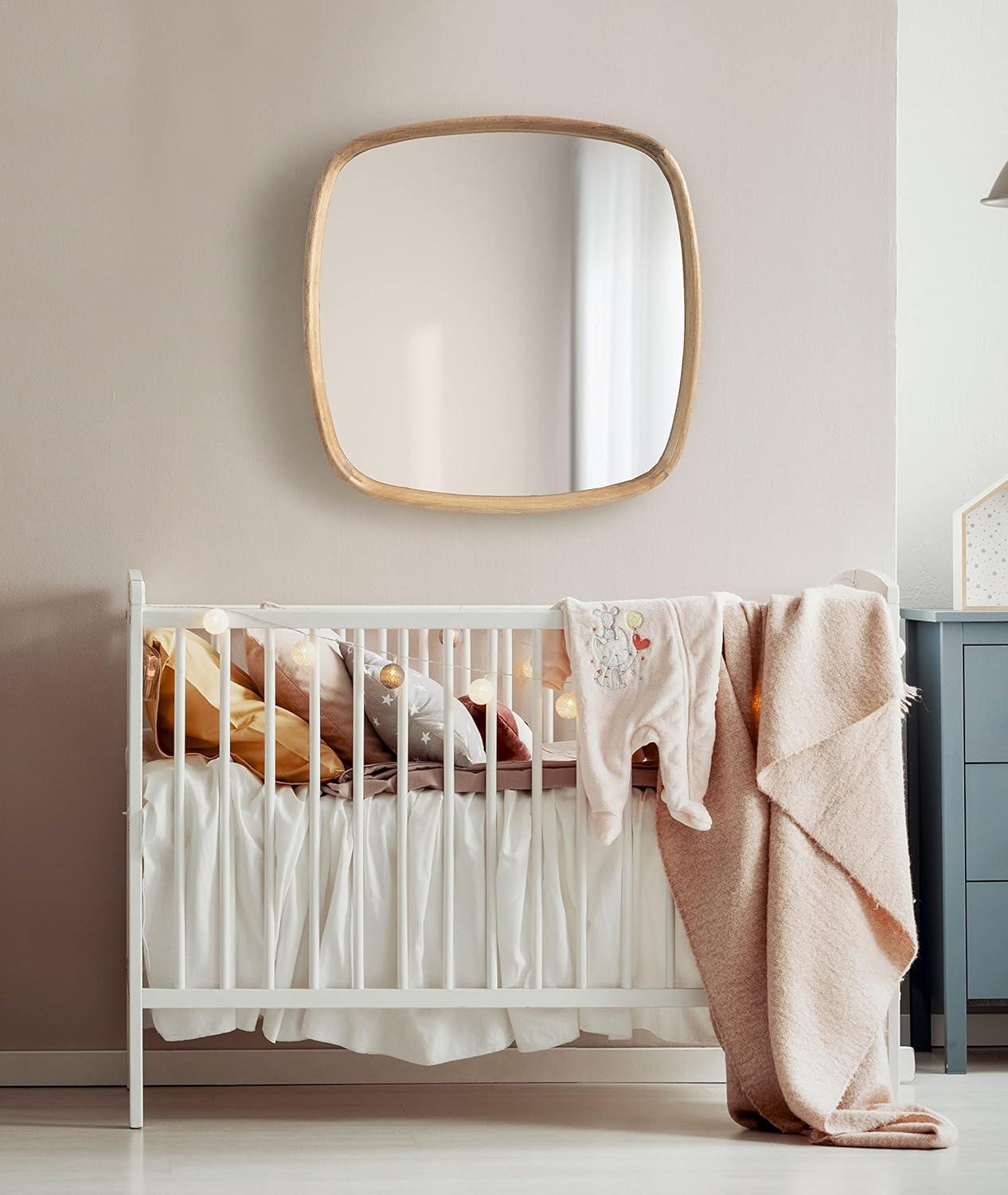 Kate and Laurel Prema Framed Wall Mirror, 26x26, Walnut Brown