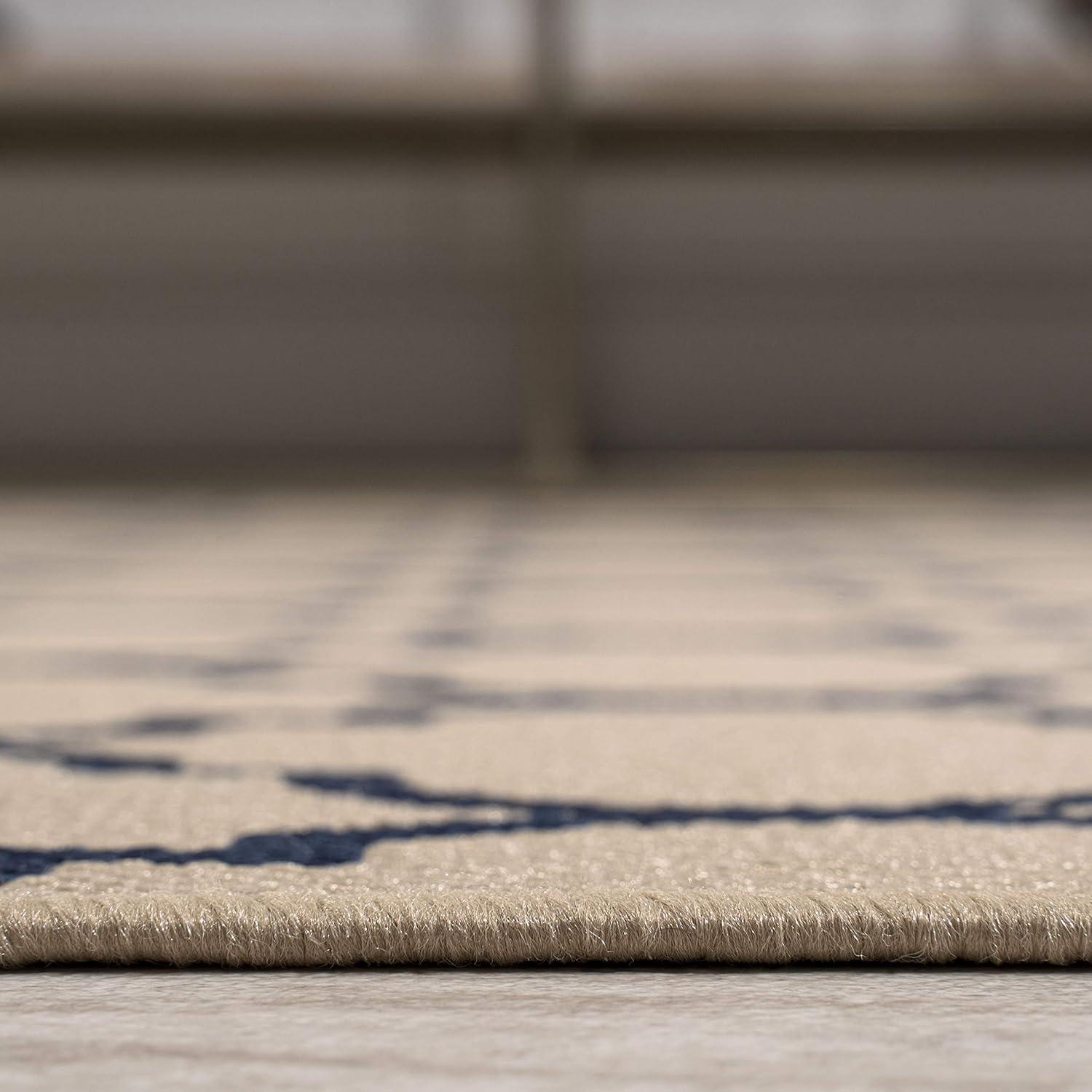 JONATHAN Y SMB122A-3 Arabesque Ogee Trellis Beige/Navy 3 ft. x 5 ft. Indoor/Outdoor Area Rug, Bohemian Casual, Pet Friendly, Stain Resistant, Easy to Clean, for Patio, Living Room; Kitchen, Bedroom