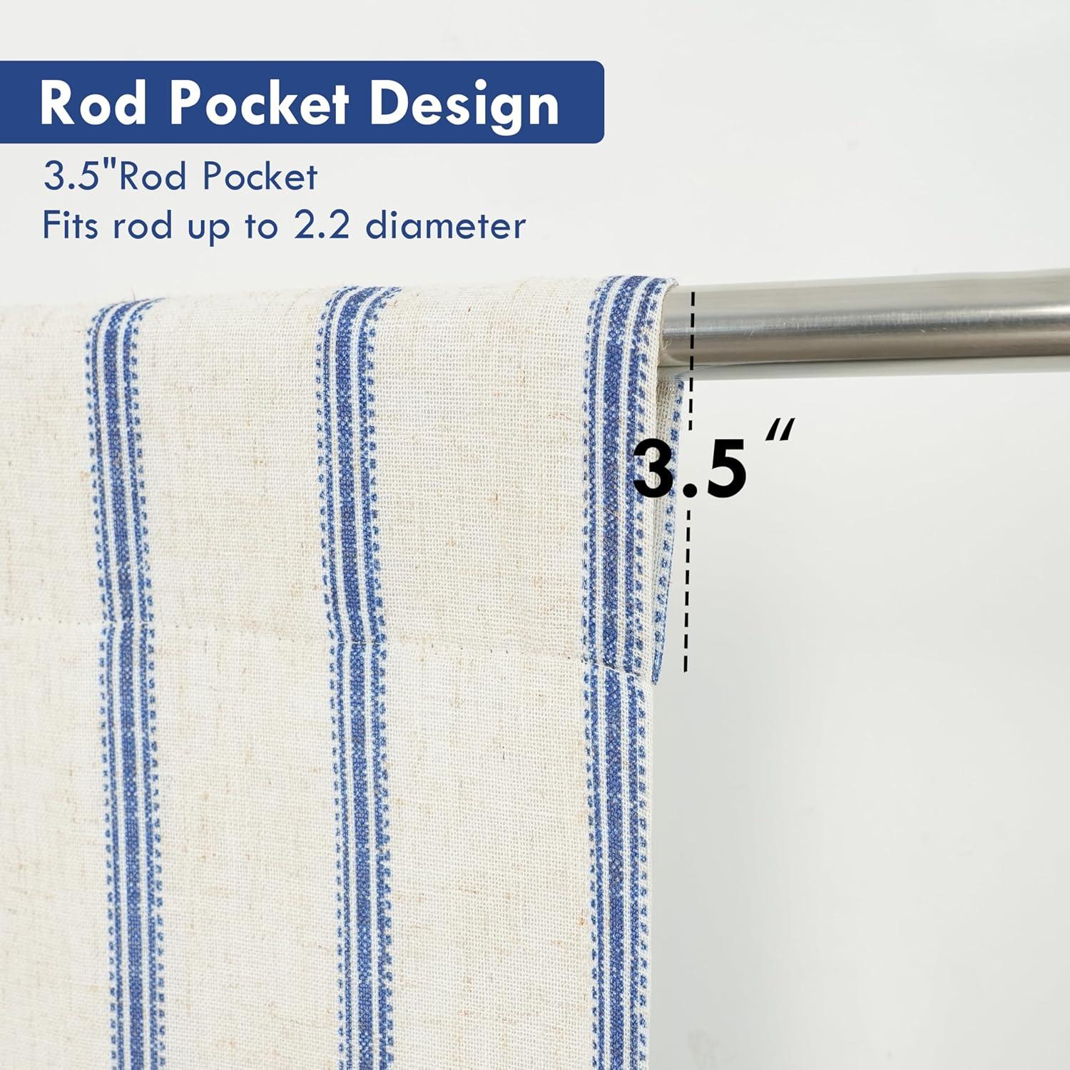 DriftAway Farmhouse Double Layer Linen Blackout Tie Up Curtains Thermal Insulated Vertical Striped Fully Lined Balloon Roman Shade Bathroom Window Adjustable Rod Pocket 25 Inch by 47 Inch Navy