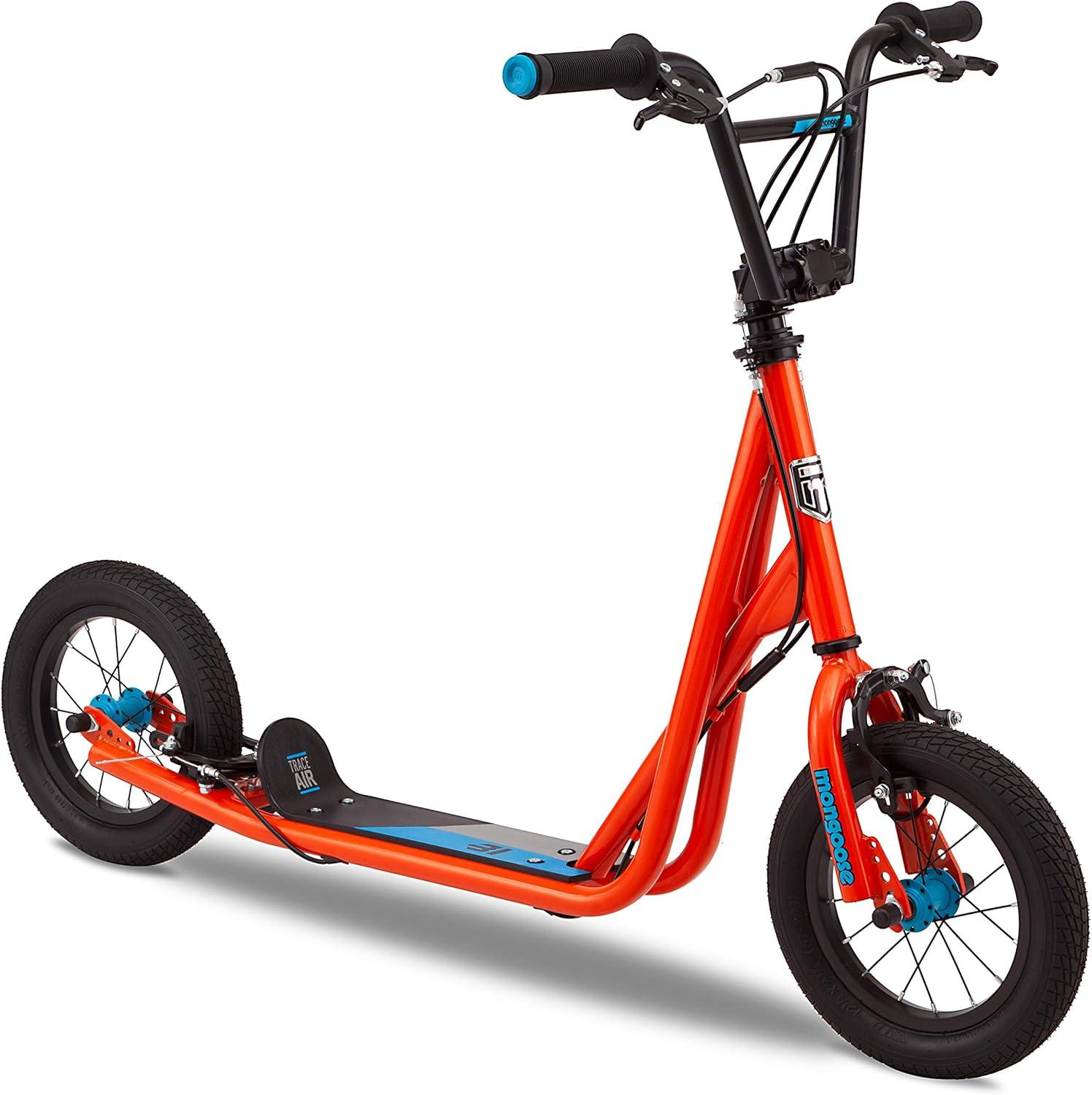 Adjustable Height Orange Aluminum Kick Scooter with 12-Inch Wheels