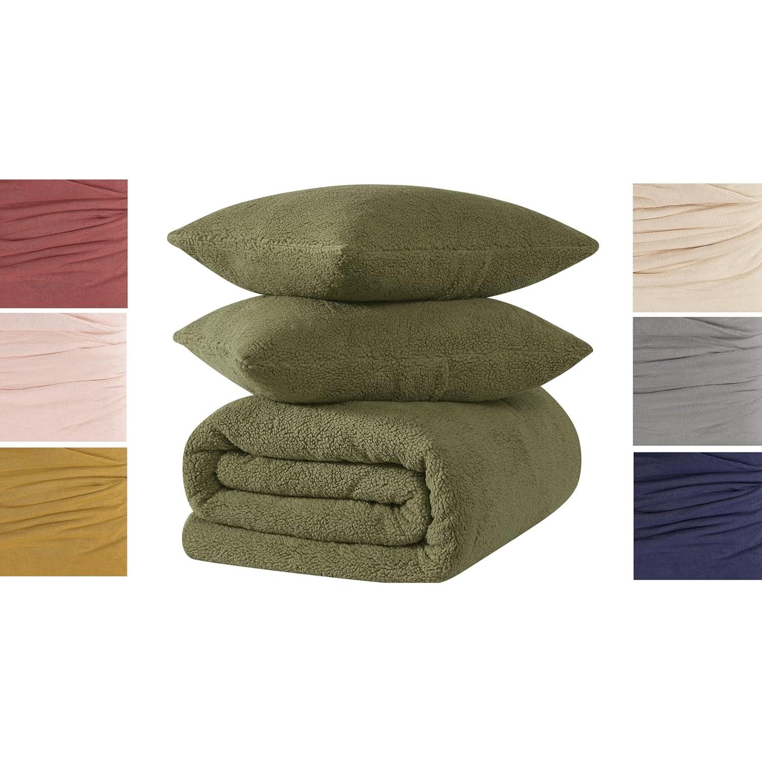50"x60" Marshmallow Faux Shearling Throw Blanket Olive Green - Brooklyn Loom: Sensory Friendly, Machine Washable, Fleece Construction