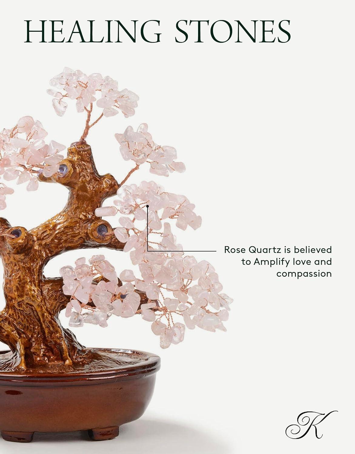 8" Rose Quartz Tree of Life Bonsai with Resin Base