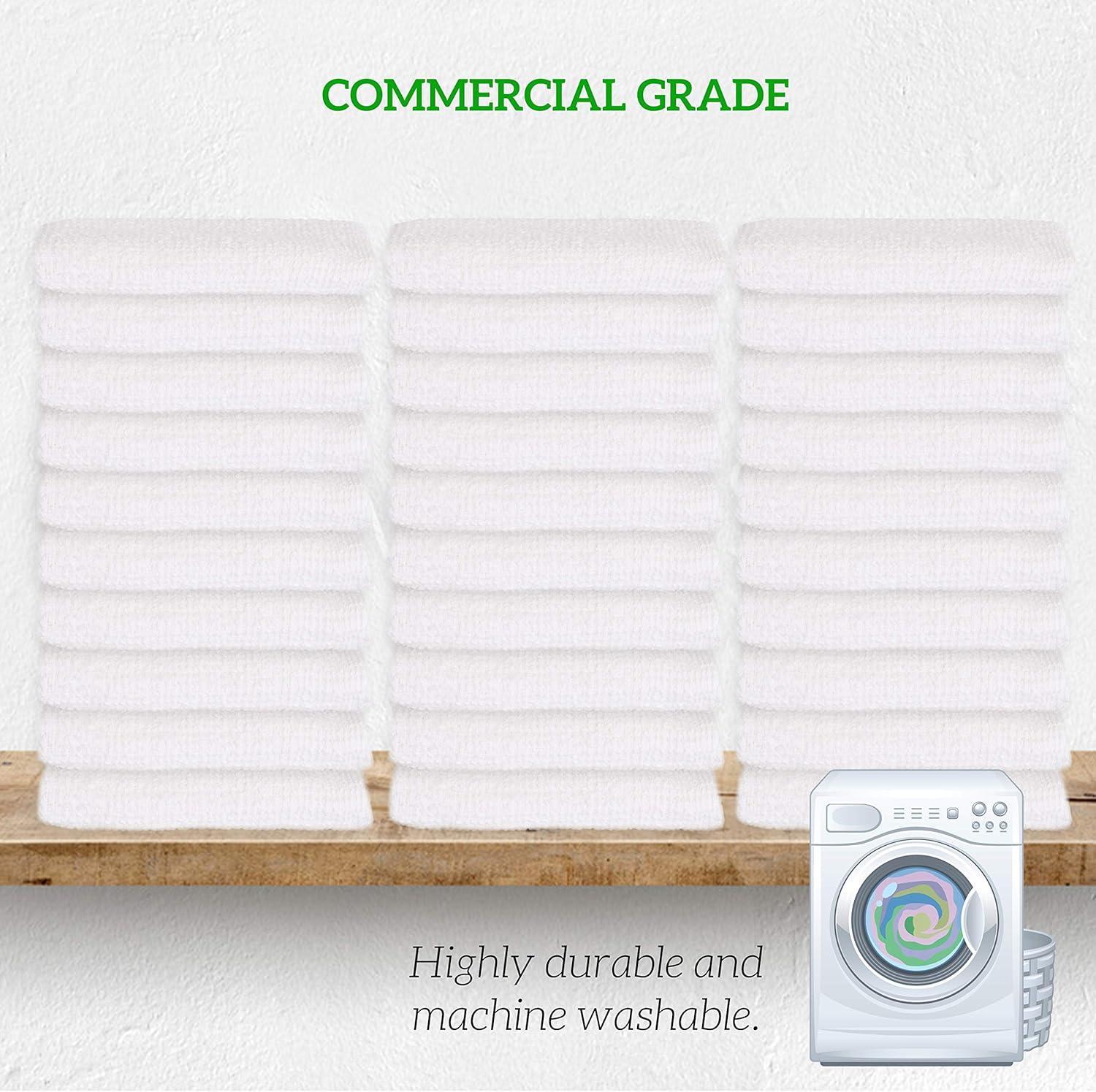 GREEN LIFESTYLE Terry Towels, White Rags, Bar Towels 100% Cotton Absorbent and Durable, Multipurpose Cleaning Rags, Cotton Cleaning Rags, Kitchen Rags, Reusable Shop Rags (14”x17”, Pack of 60)