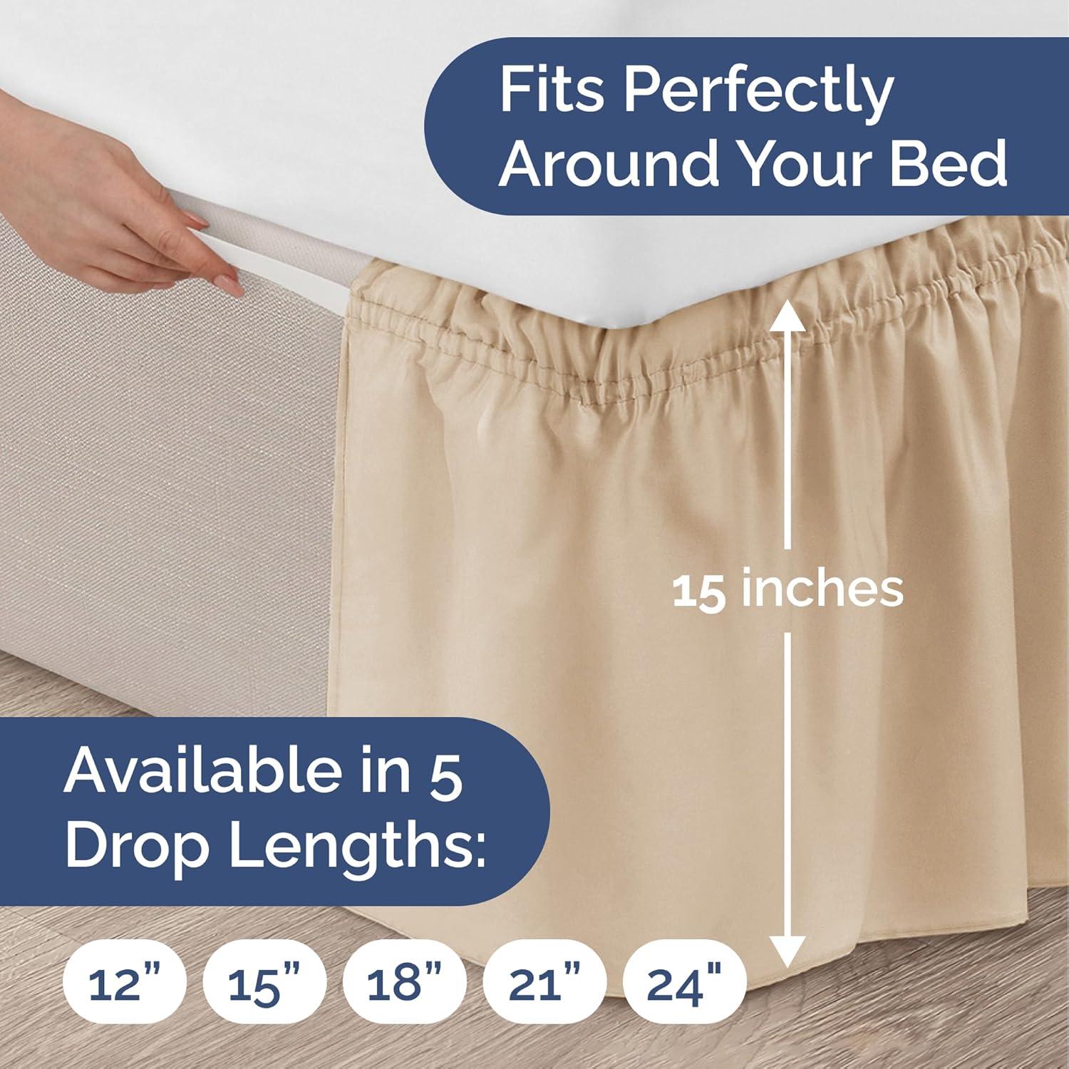 CGK Linens Ruffled Elastic Wrap Around Tailored Bed Skirt