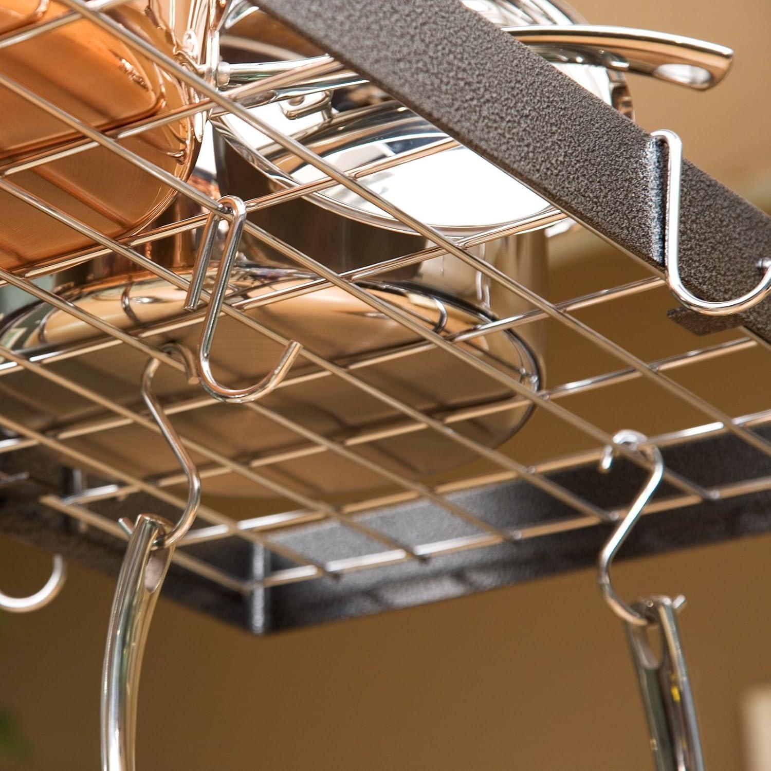 Hammered Copper and Black Rectangle Ceiling Pot Rack
