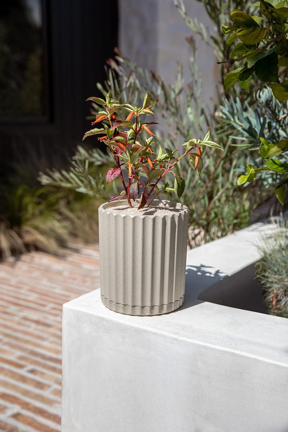 Veradek Mason Series Demi 6" Plastic-Stone Planter 2-Pack Sand