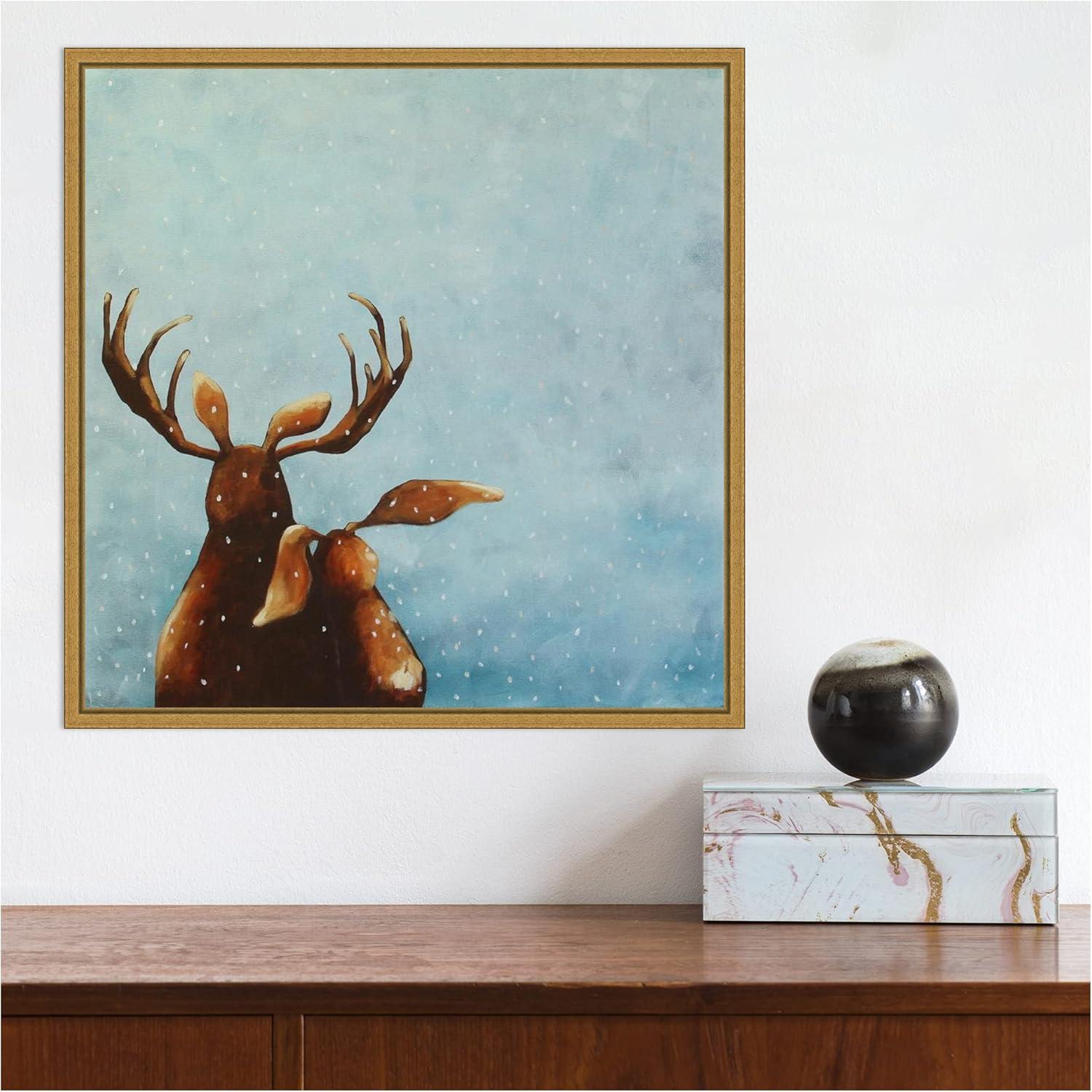 Amanti Art Friends (Moose) by Lucia Stewart Canvas Wall Art Print Framed 16 x 16-in.