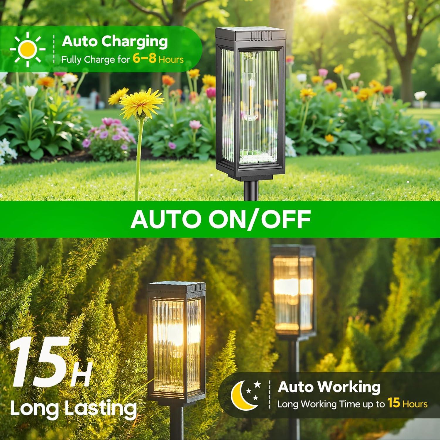 ELECLINK Solar Pathway Lights Outdoor, 2 Pack Upgraded Solar Lights Outdoor Waterproof, Bright Up to 15 Hrs Auto On/Off Garden Light for Yard Patio Lawn Path Walkway Driveway Outside Decor KEF16