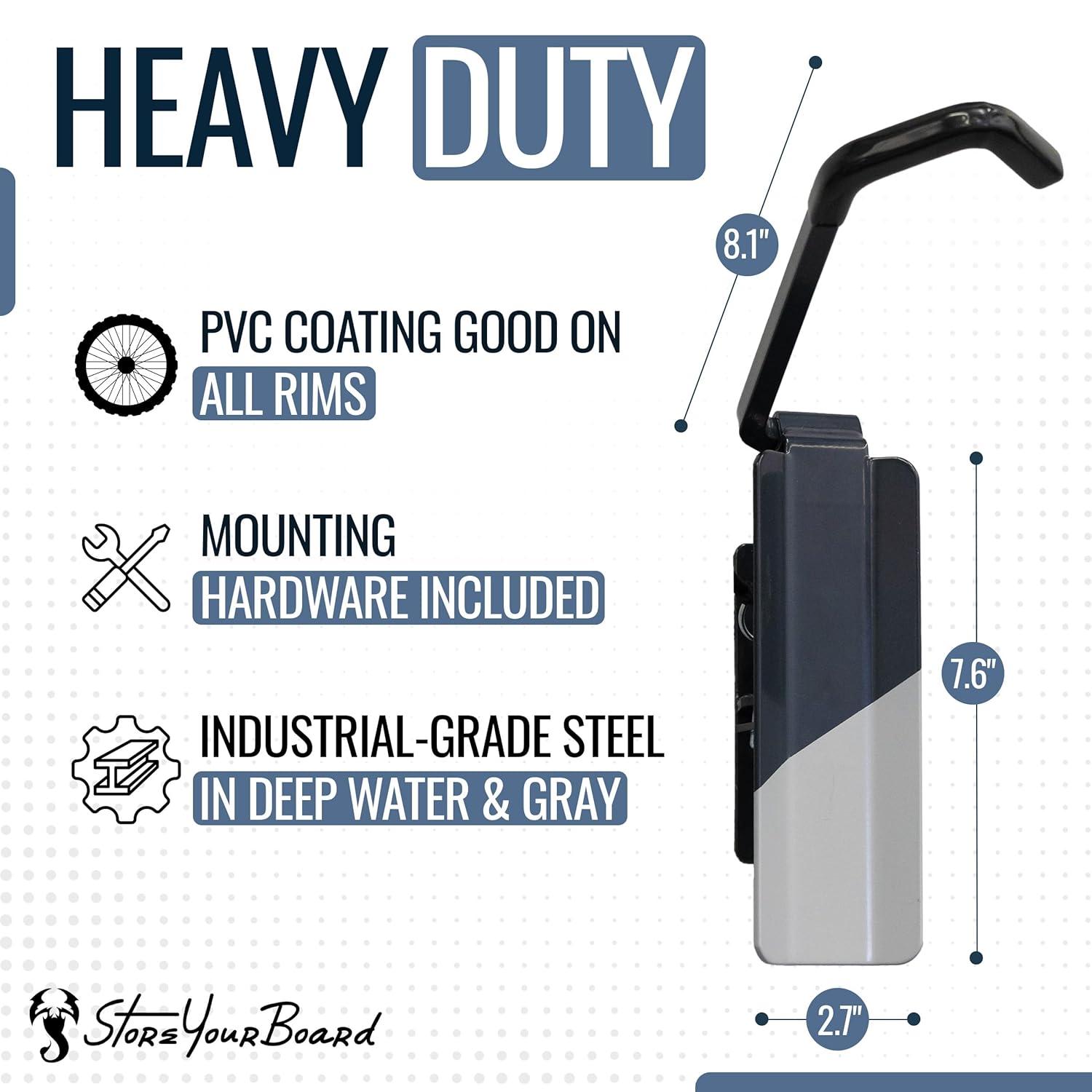 StoreYourBoard Swivel Mount Bike Storage Rack | 2 Bike Garage Wall Hooks | Deep Water