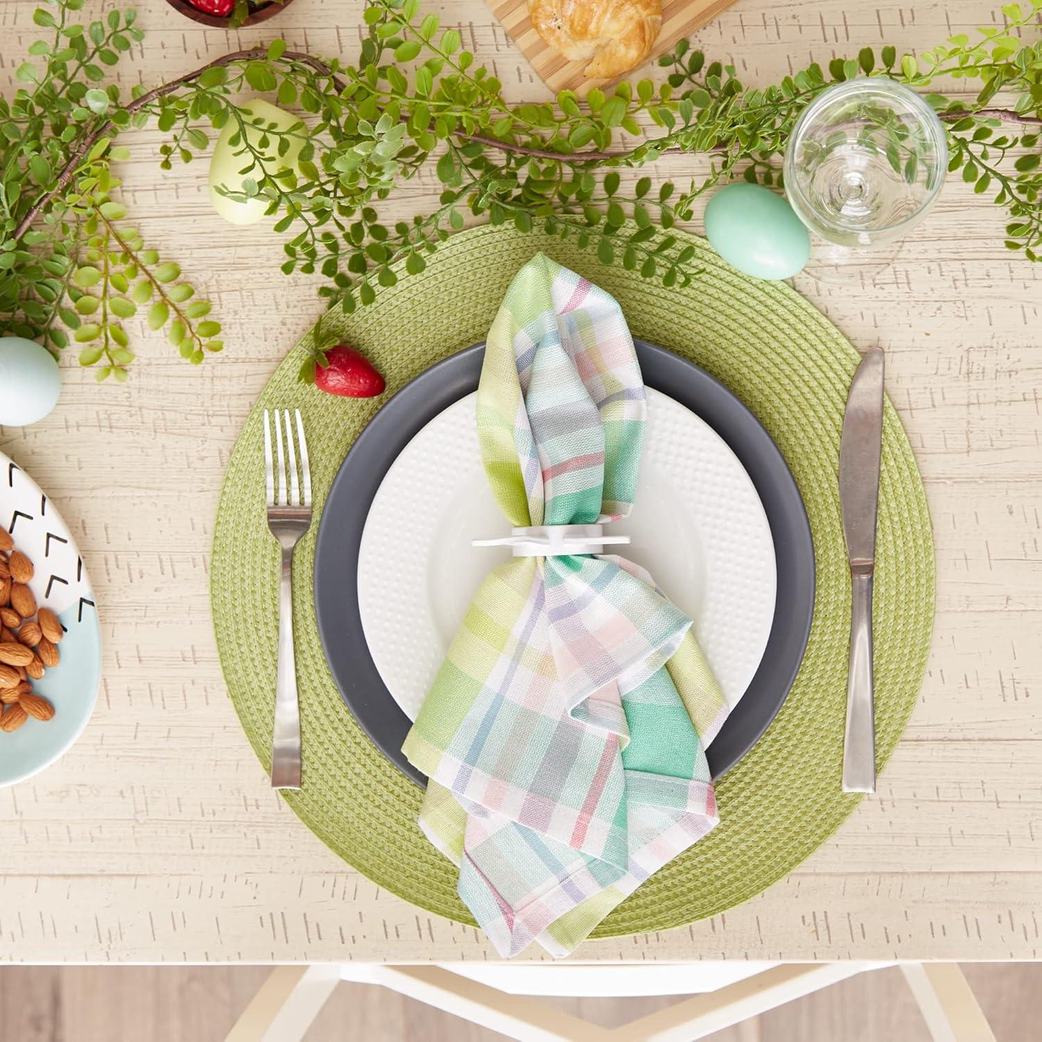 DII Spring Plaid Napkin (Set of 6), 20x20", 100% Cotton