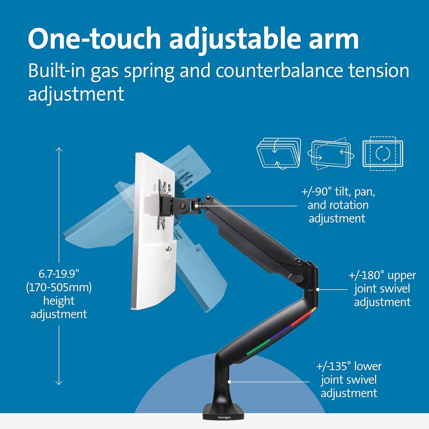 Smartfit One-Touch Height Adjustable Single Monitor Arm