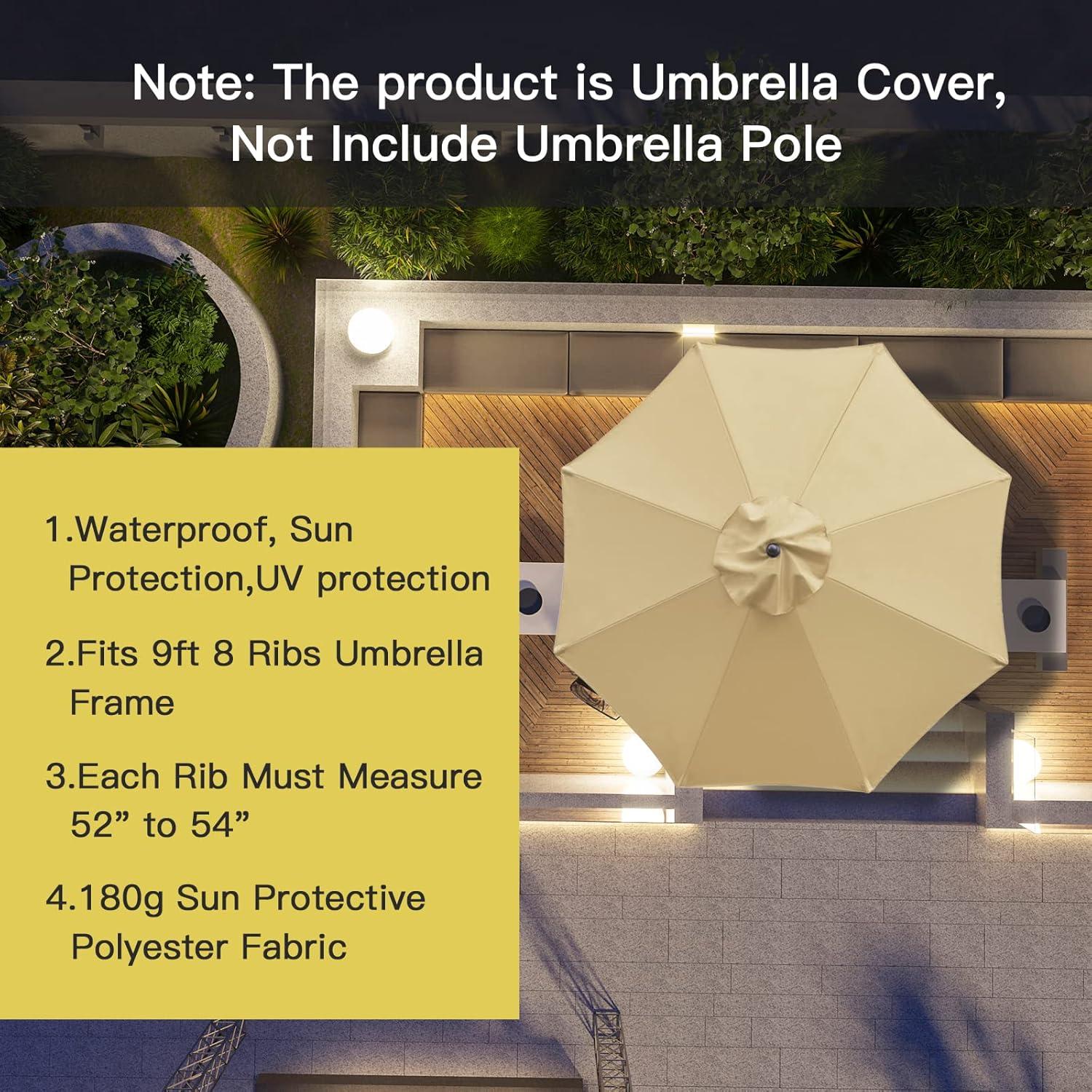 Sunnyglade 9ft Patio Umbrella Replacement Canopy Market Umbrella Top Outdoor Umbrella Canopy with 8 Ribs