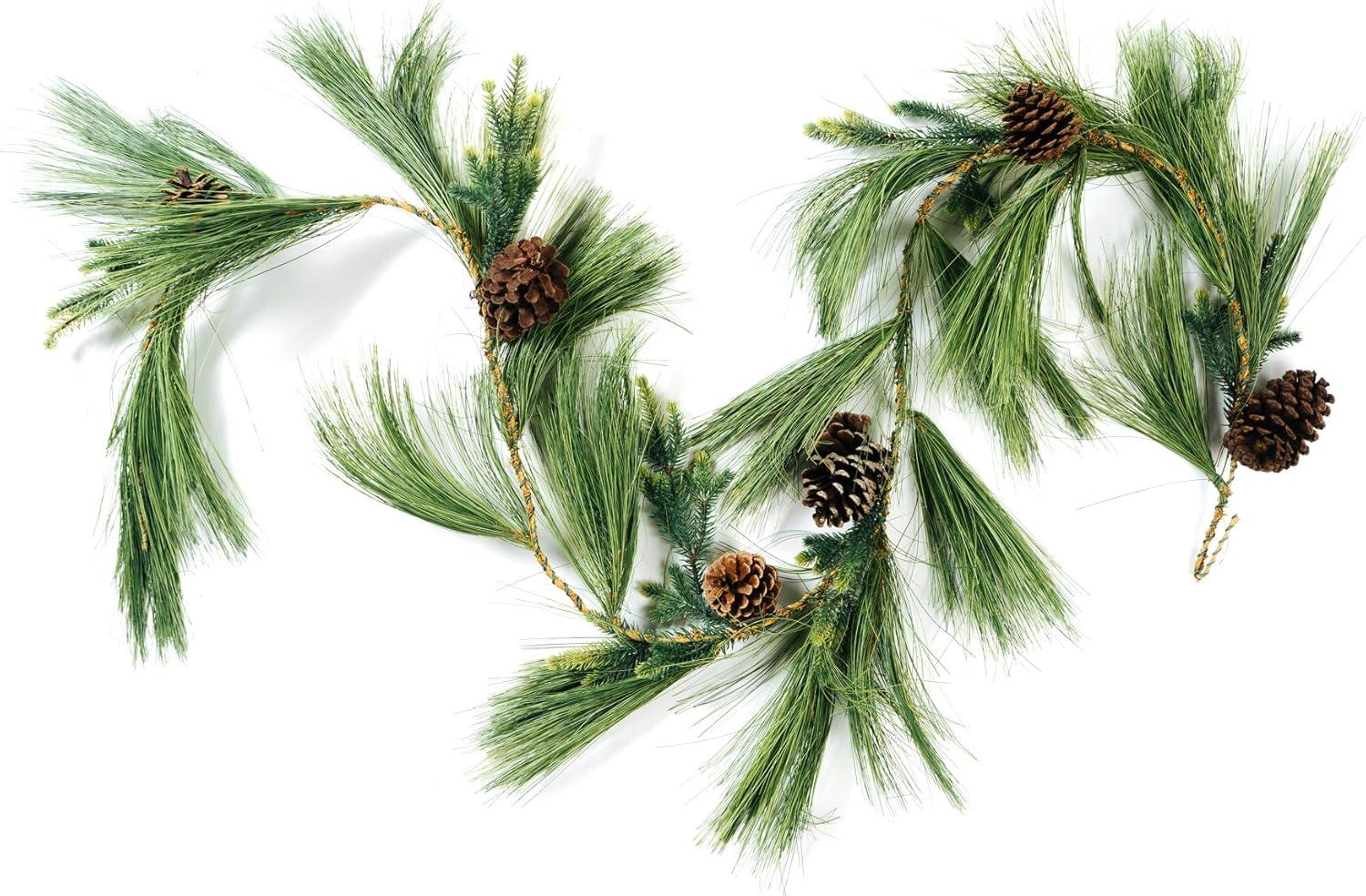 6' Artificial Long Needle Pine Garland with Pinecones