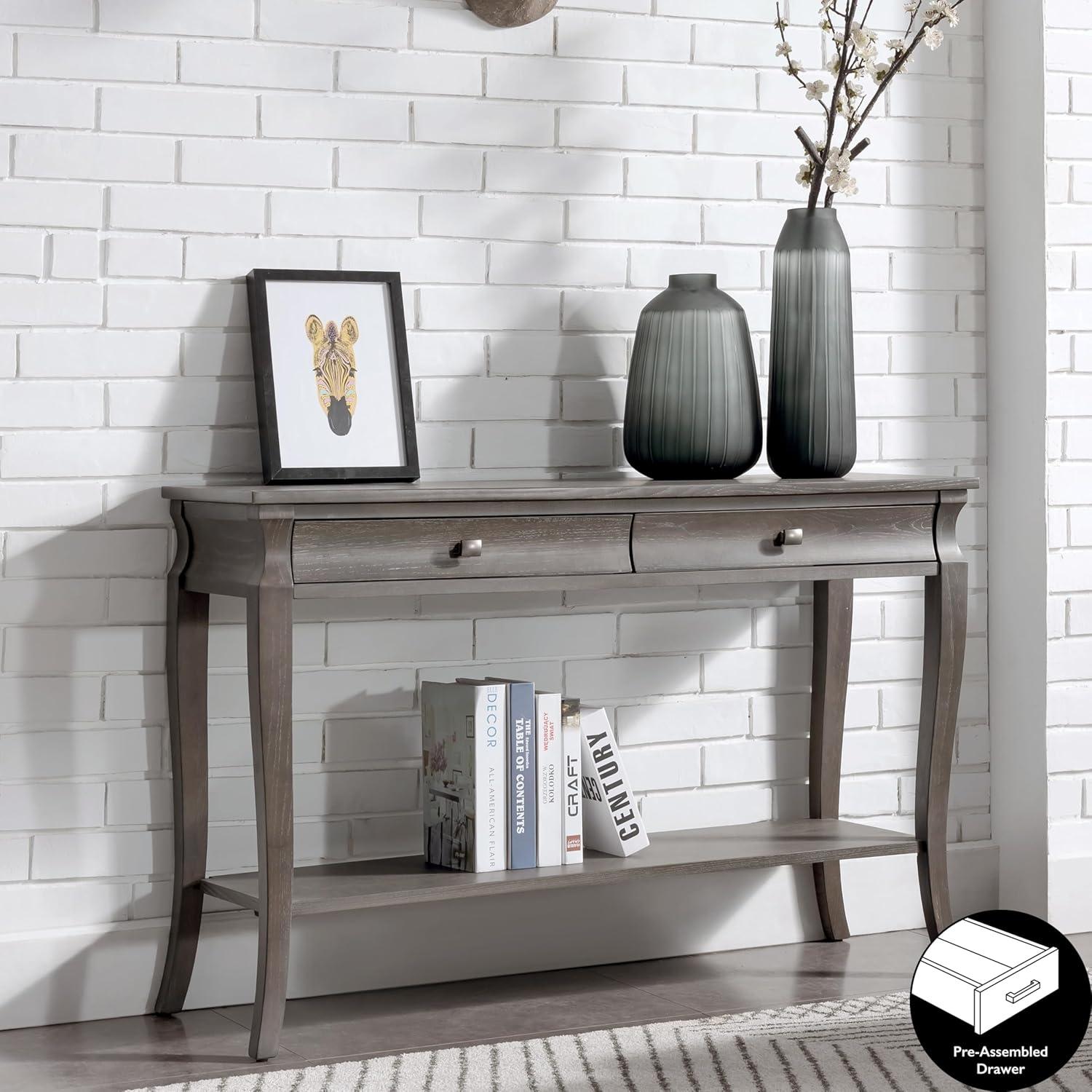 Leick Home Luna Two Drawer Sofa Table, Gray Wash