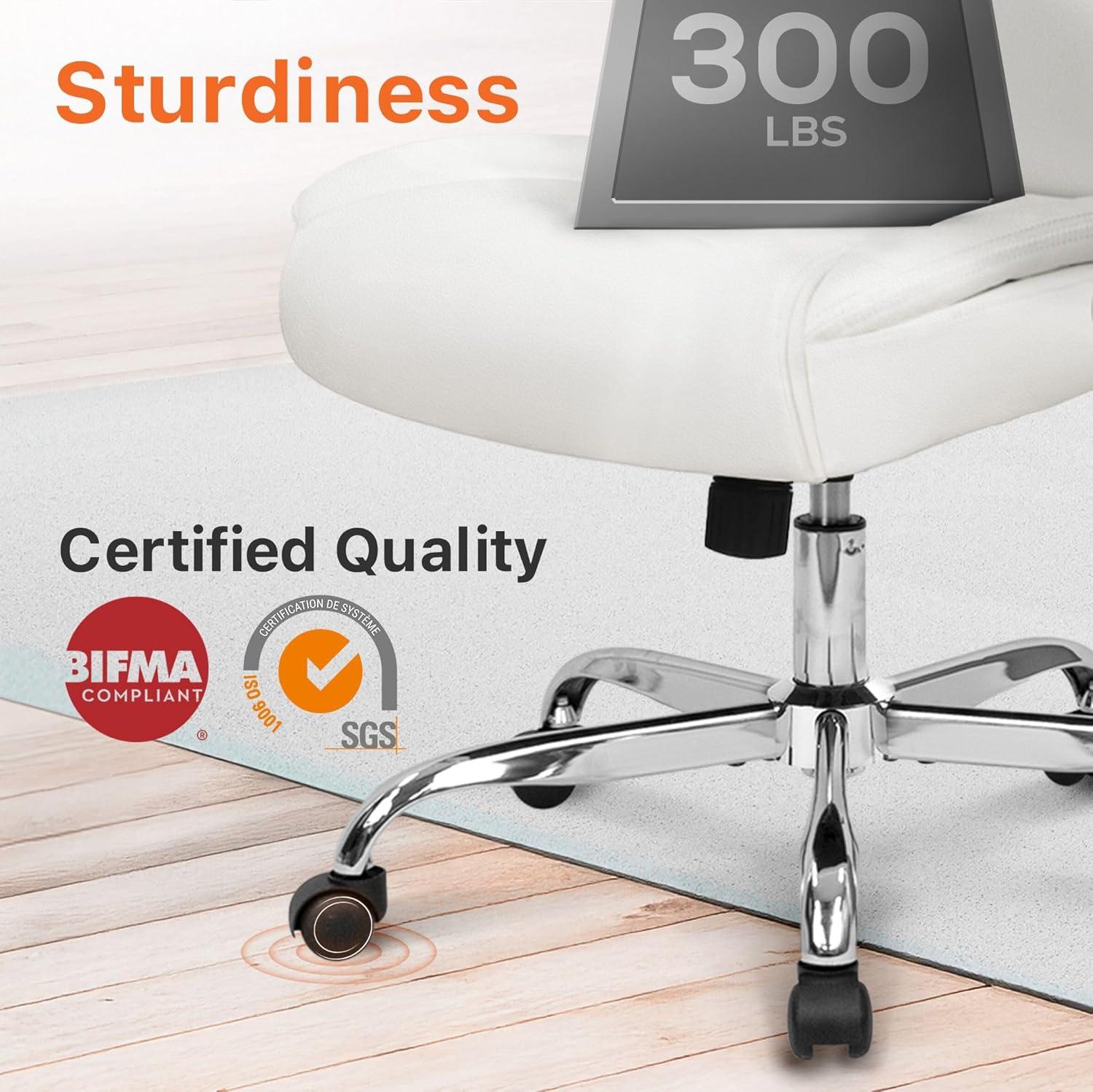 Neo Chair executive office chair cushioned 8 Hours Comfort, Heavy Duty Design, ergonomic back support flip-up armrest, White