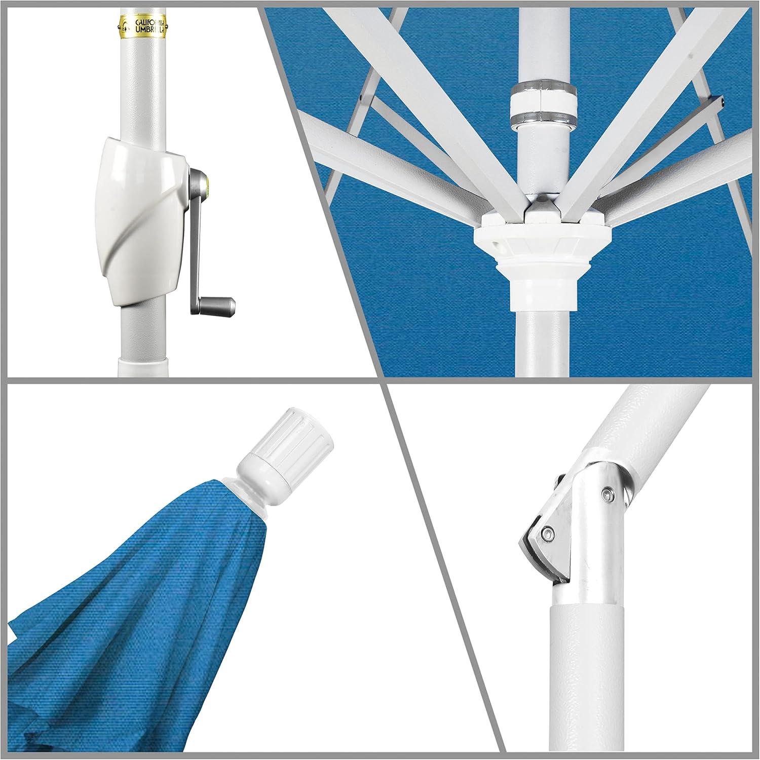7.5 ft. Capri Blue Aluminum Market Umbrella with Matte White Pole