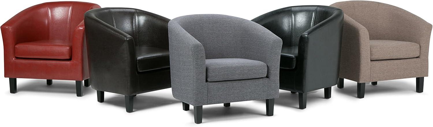 Simpli Home Austin 30"W Upholstered Vegan Faux Leather Contemporary Tub Accent Chair with High Arms and Deep Seat