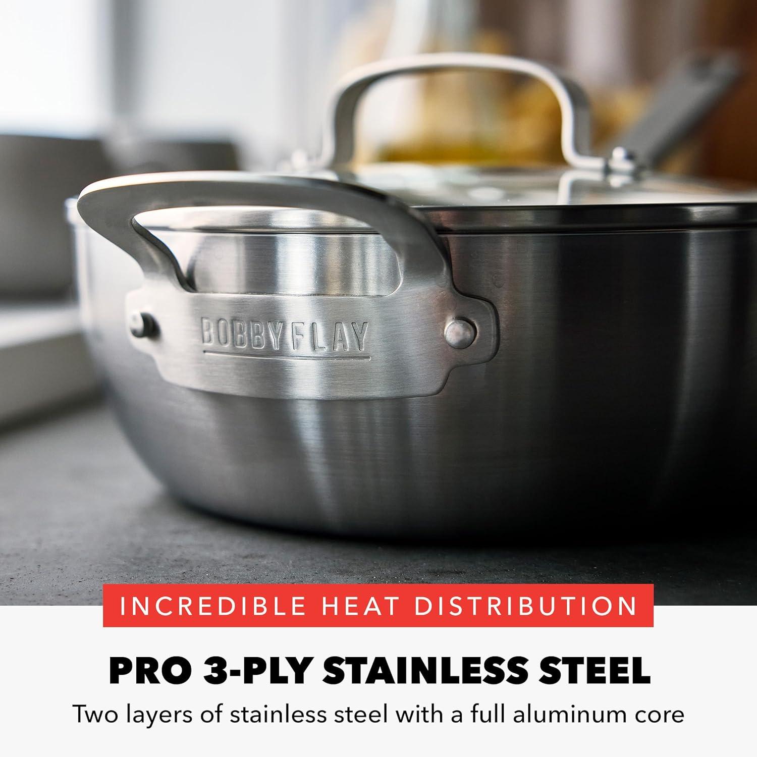 Bobby Flay by GreenPan 3.57QT Stainless Steel Chef’s Pan with Lid