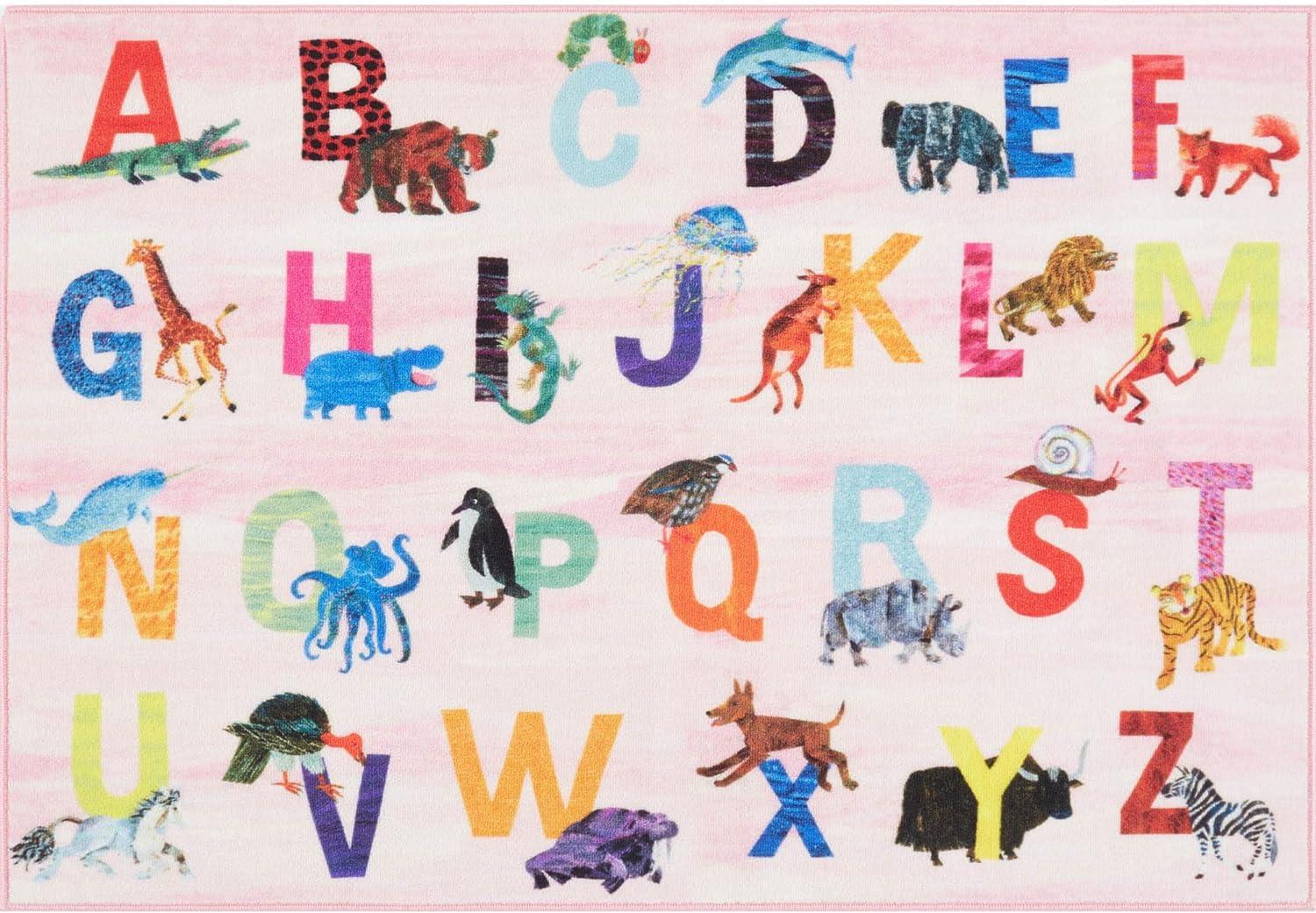Eric Carle Alphabet Zoo Graphic/Print Pink Area Rug