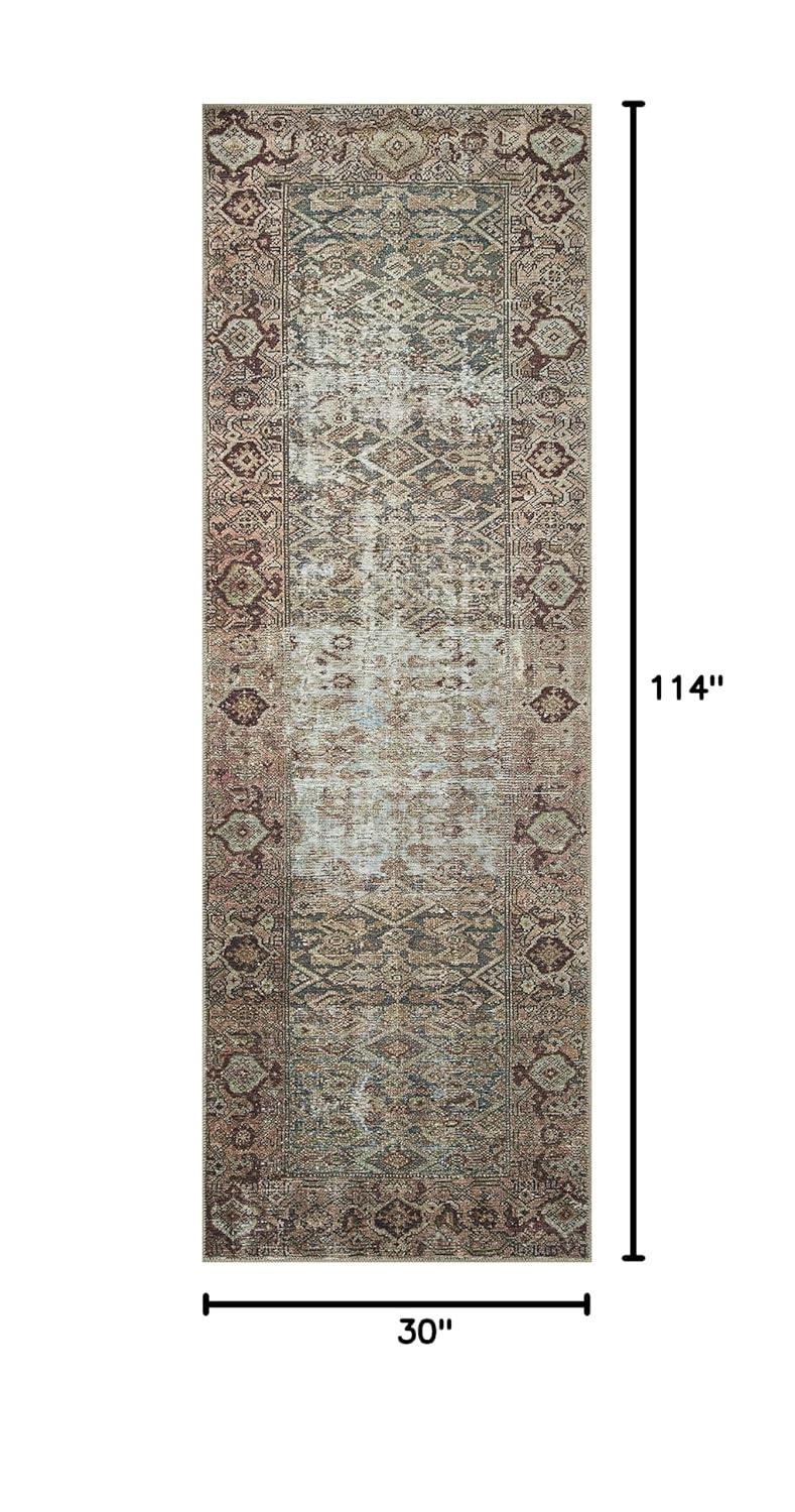 Georgie Oriental Moss/Salmon Area Rug