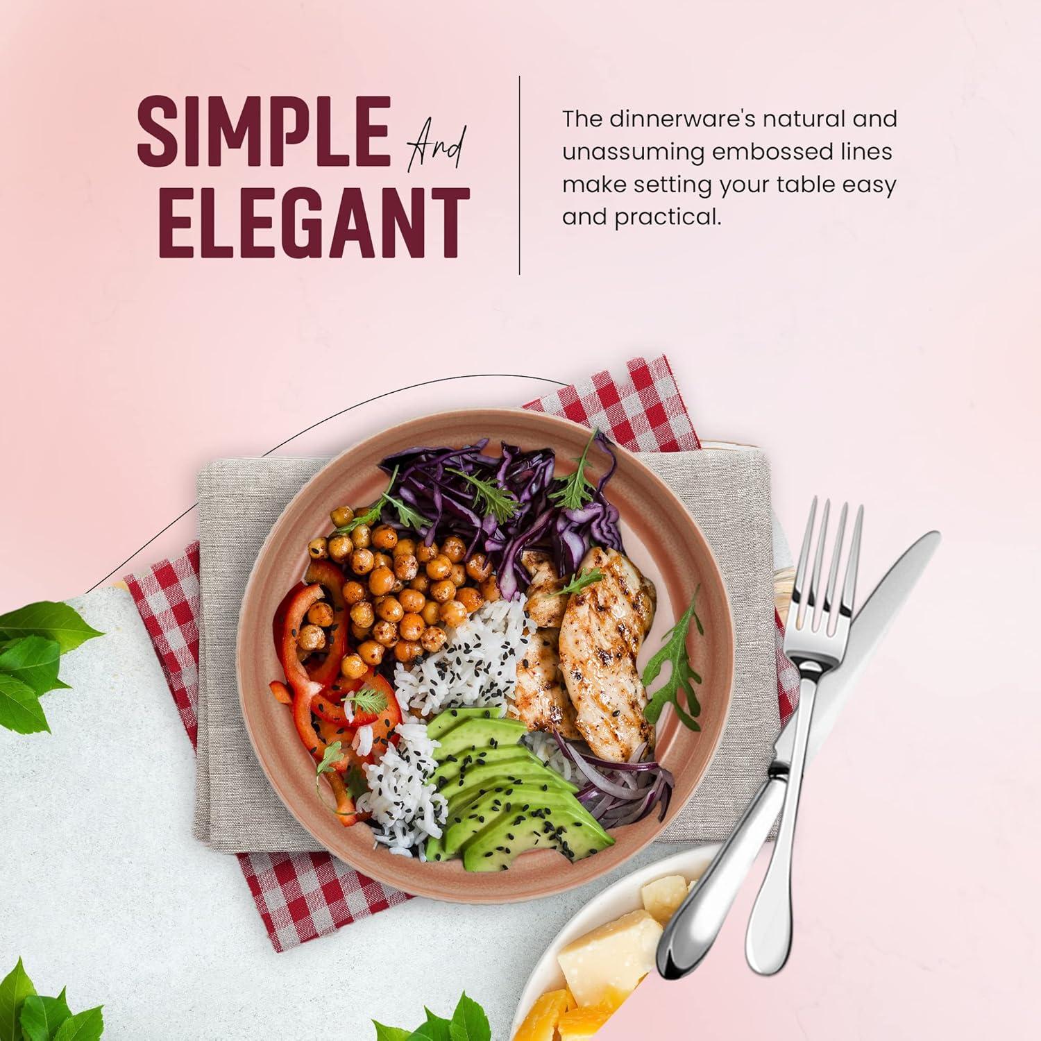 American Atelier Large Pasta Bowls, 42 oz Wide Shallow Stoneware Salad Bowl Set, Plates for Serving Dinner, Kitchen, and Eating, Set of 4,Blush