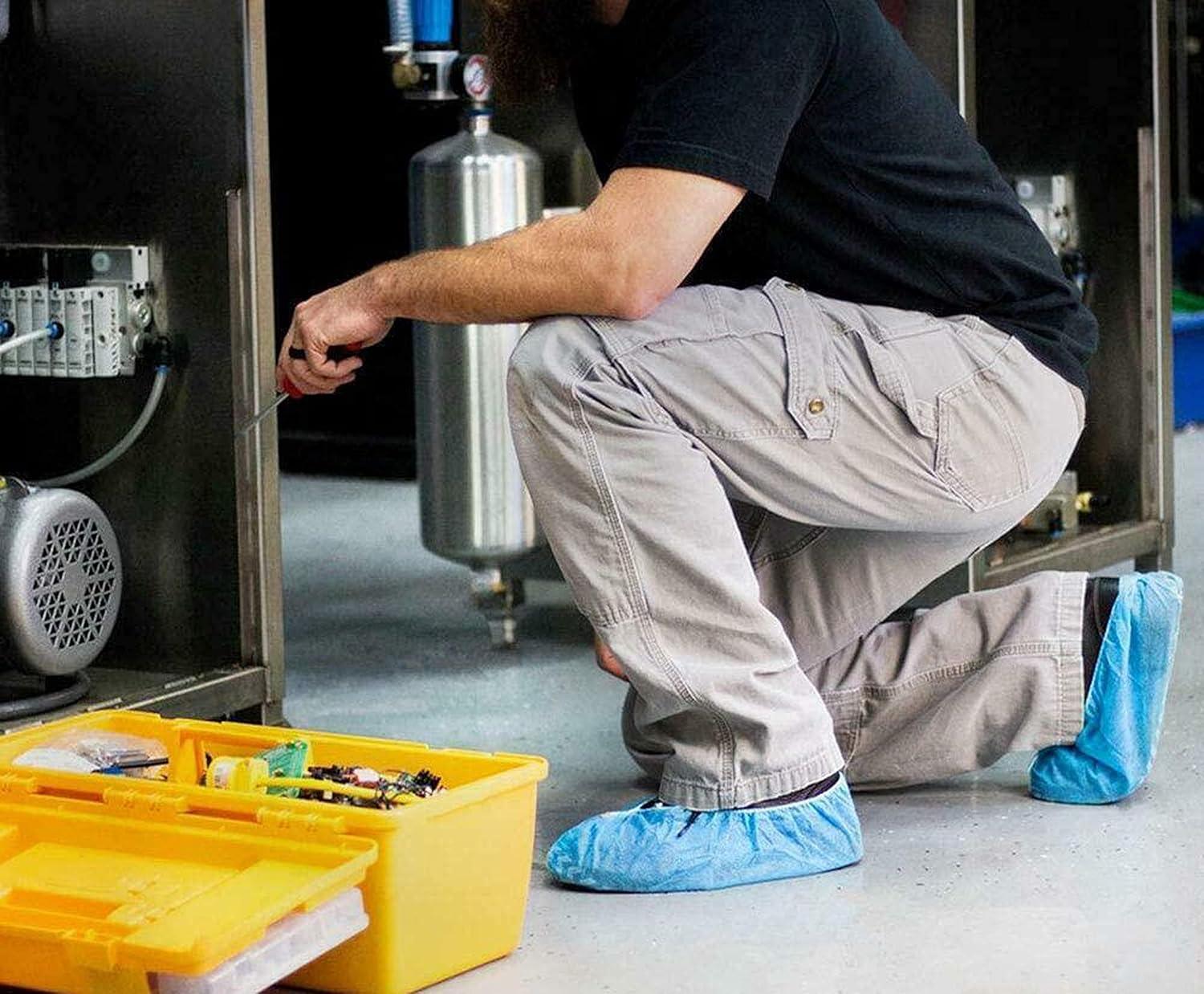 X-Large Non-Woven, 100 Pack Disposable Boot & Shoe Covers Non-Slip, Durable, Indoor Protect Your Home, Floors and Shoes (50 Pairs)