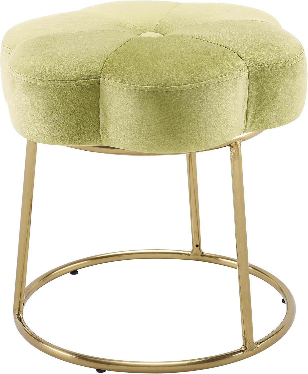 Seraphina Gold Plated Base Light Green Velvet Vanity Stool