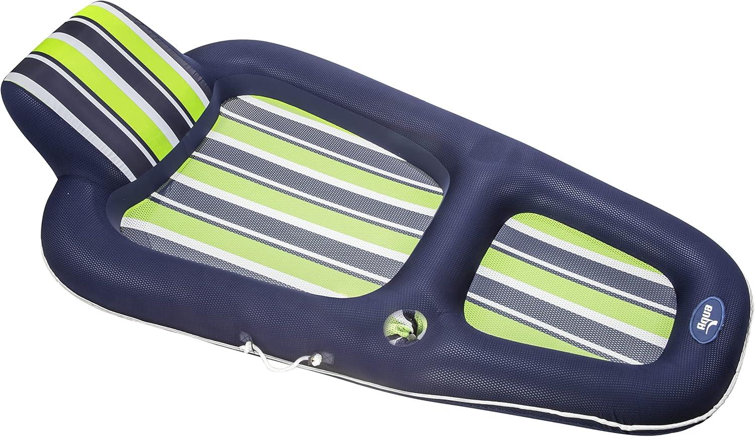 Extra Large Navy and Green Inflatable Pool Lounger