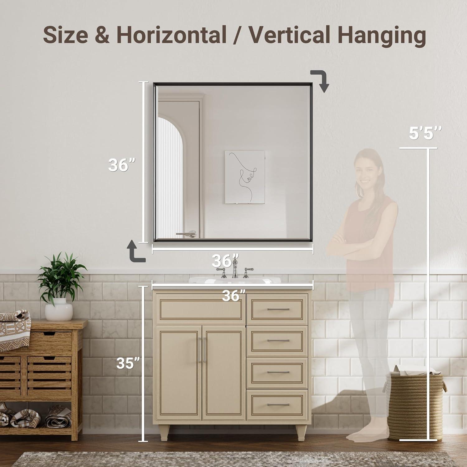 Decorative Wall Mirror Beveled Design, Bathroom Vanity Mirror Accent Mirror Finish